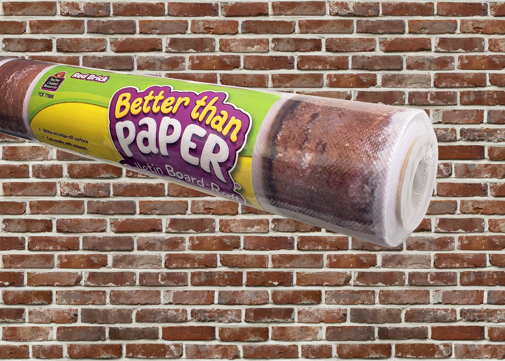 Teacher Created Resources Bulletin Board Roll - Bulletin Board, Poster, Student - 12 ft Height x 48" Width - Red Brick - Fabric - 1 Roll