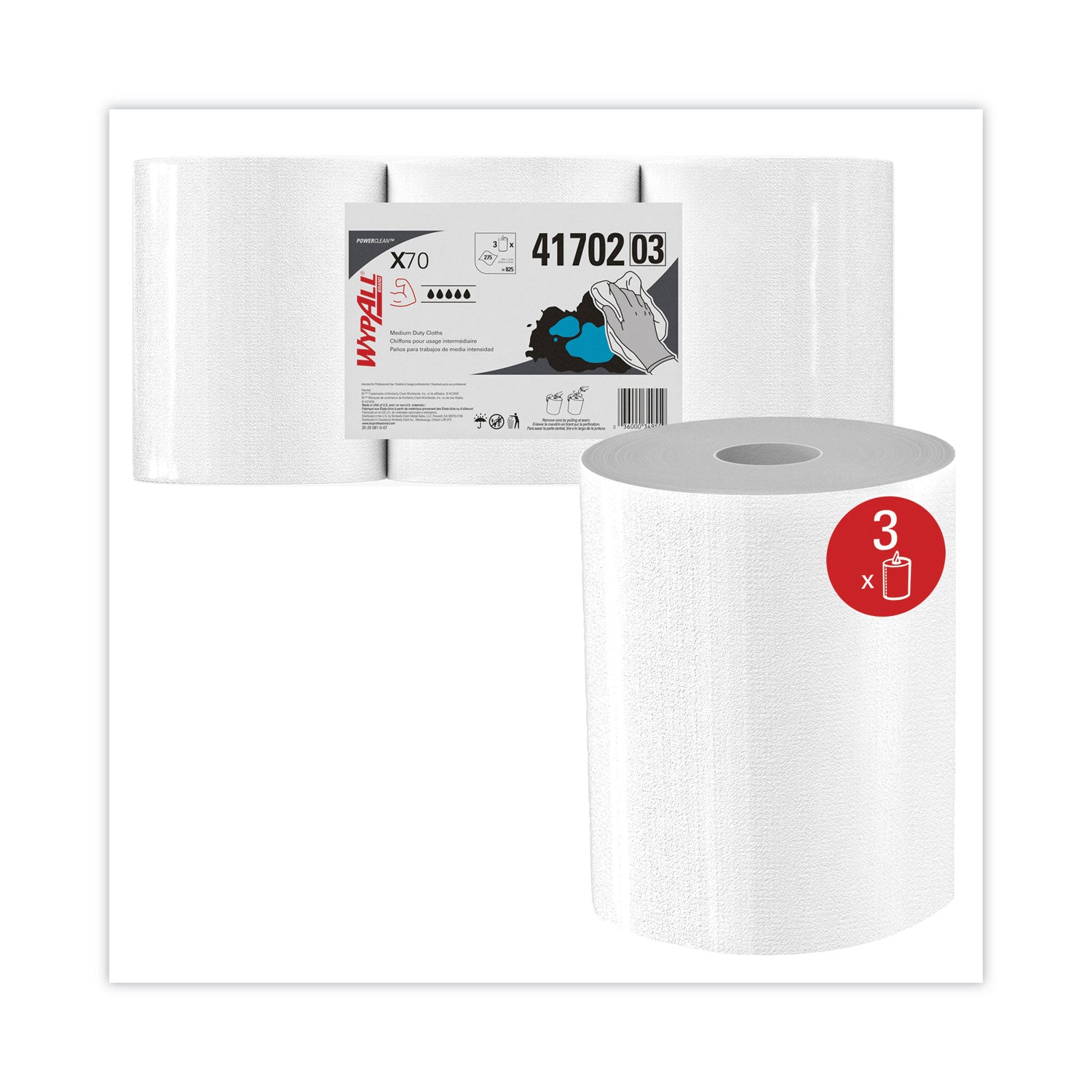 275 Sheets/Roll - White - Hydroknit, Pulp Fiber, Polypropylene - 3 / Carton