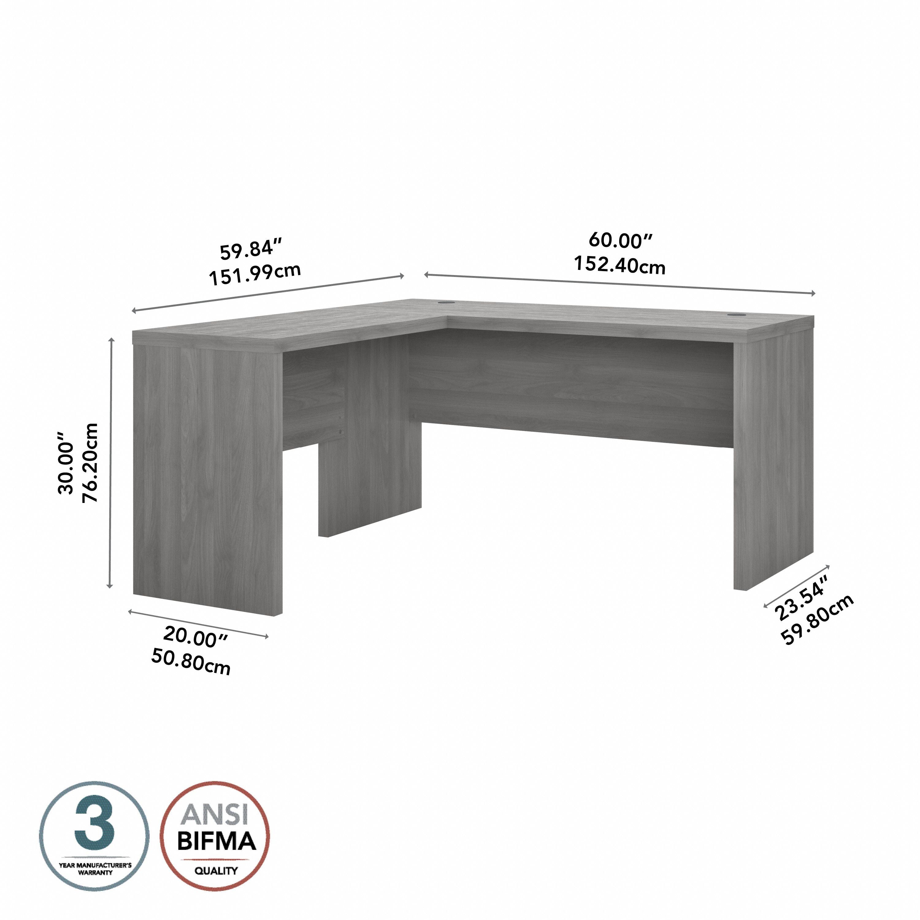 Bush Business Furniture Echo L Shaped Desk in Modern Gray - 60" Width x 59.84" Depth x 30" Height