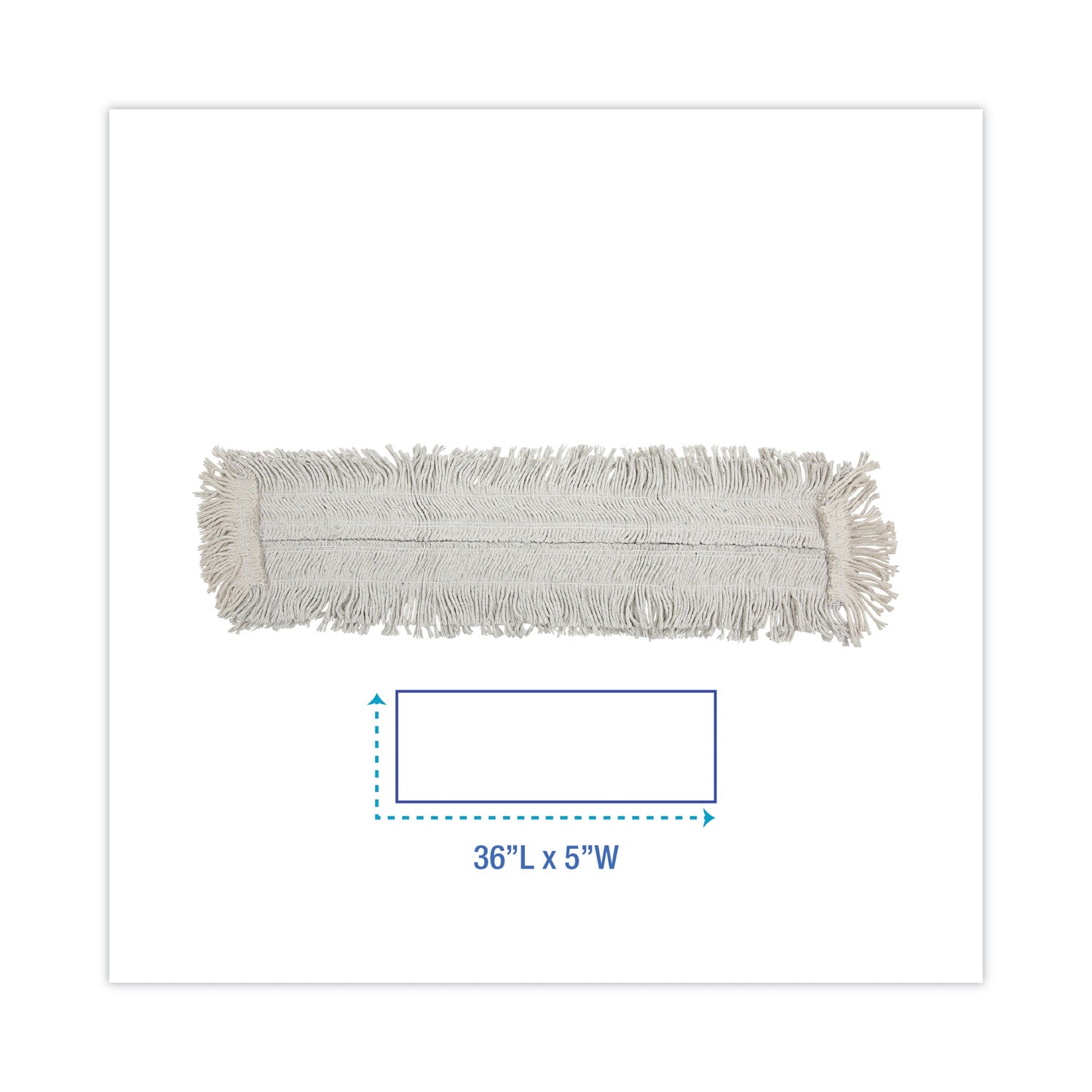 Disposable Dust Mop Head W/sewn Center Fringe, Cotton/synthetic, 36w X 5d, White