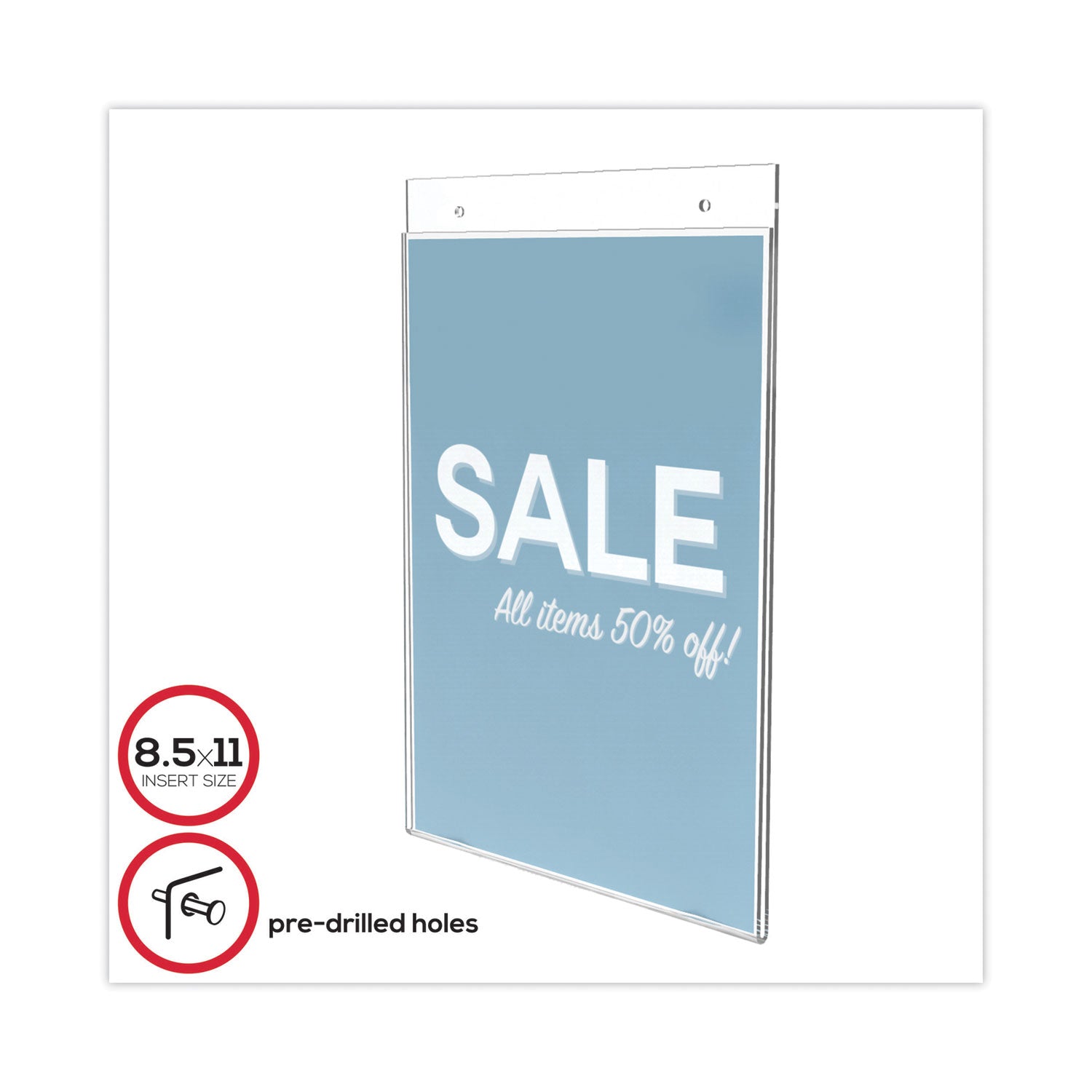 8.5" Width x 11" Height - Wall Mountable - Plastic - Clear - 1 Each