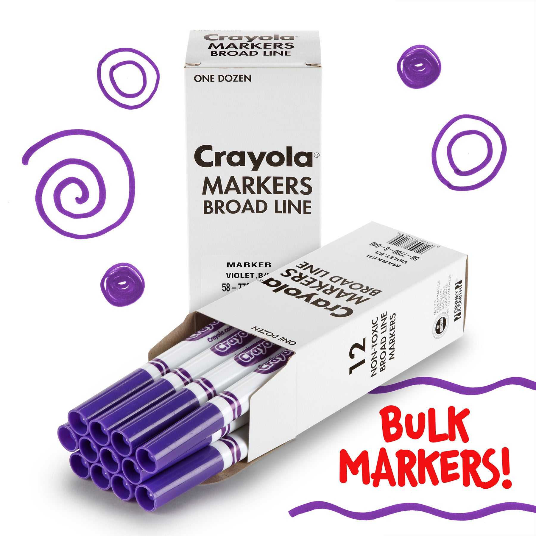 Bulk Markers, Conical Tip, Violet (Purple), 12 Count