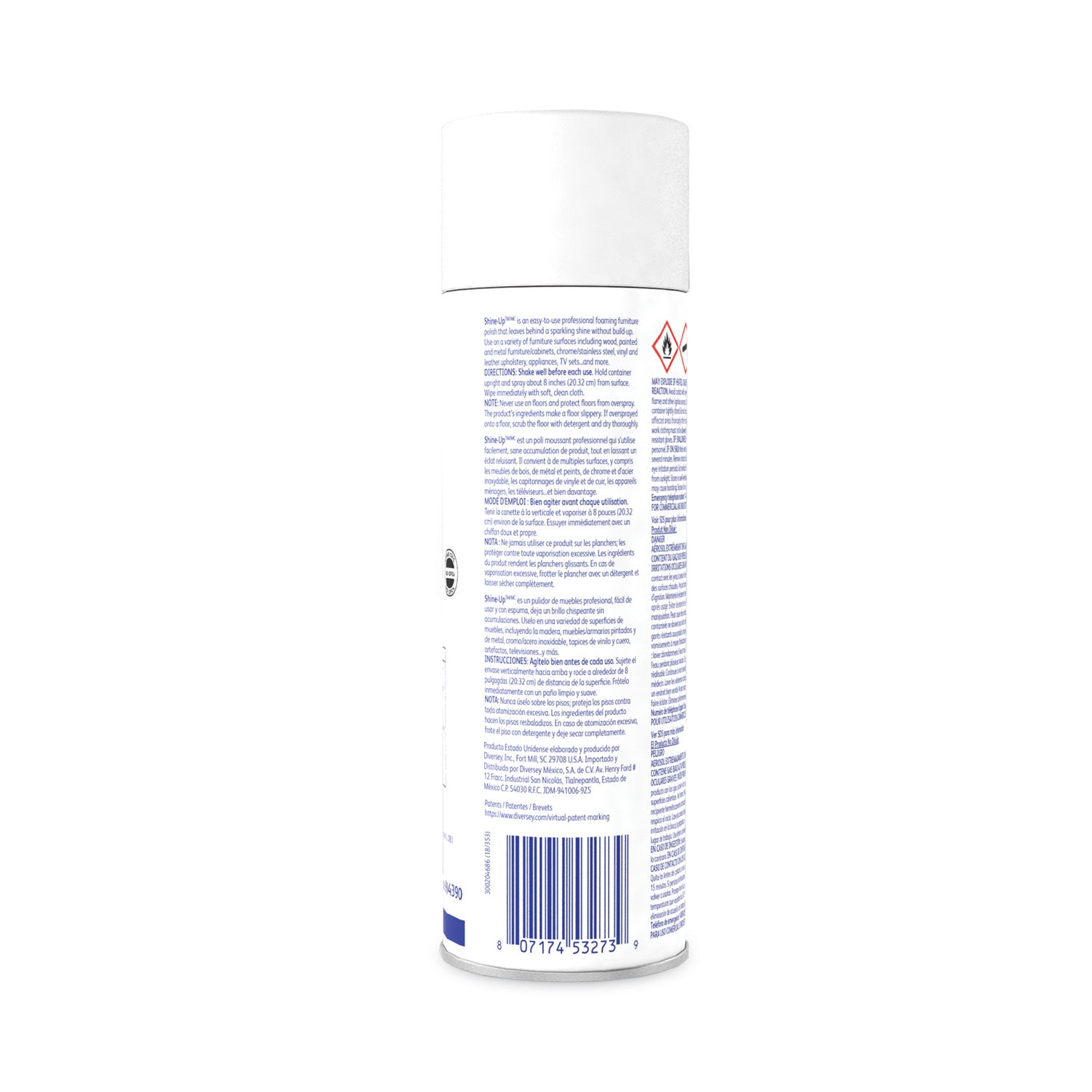 Shine-Uptm/mc Multi-Surface Foaming Polish, Lemon Scent, 15 Oz Aerosol Spray, 12/carton