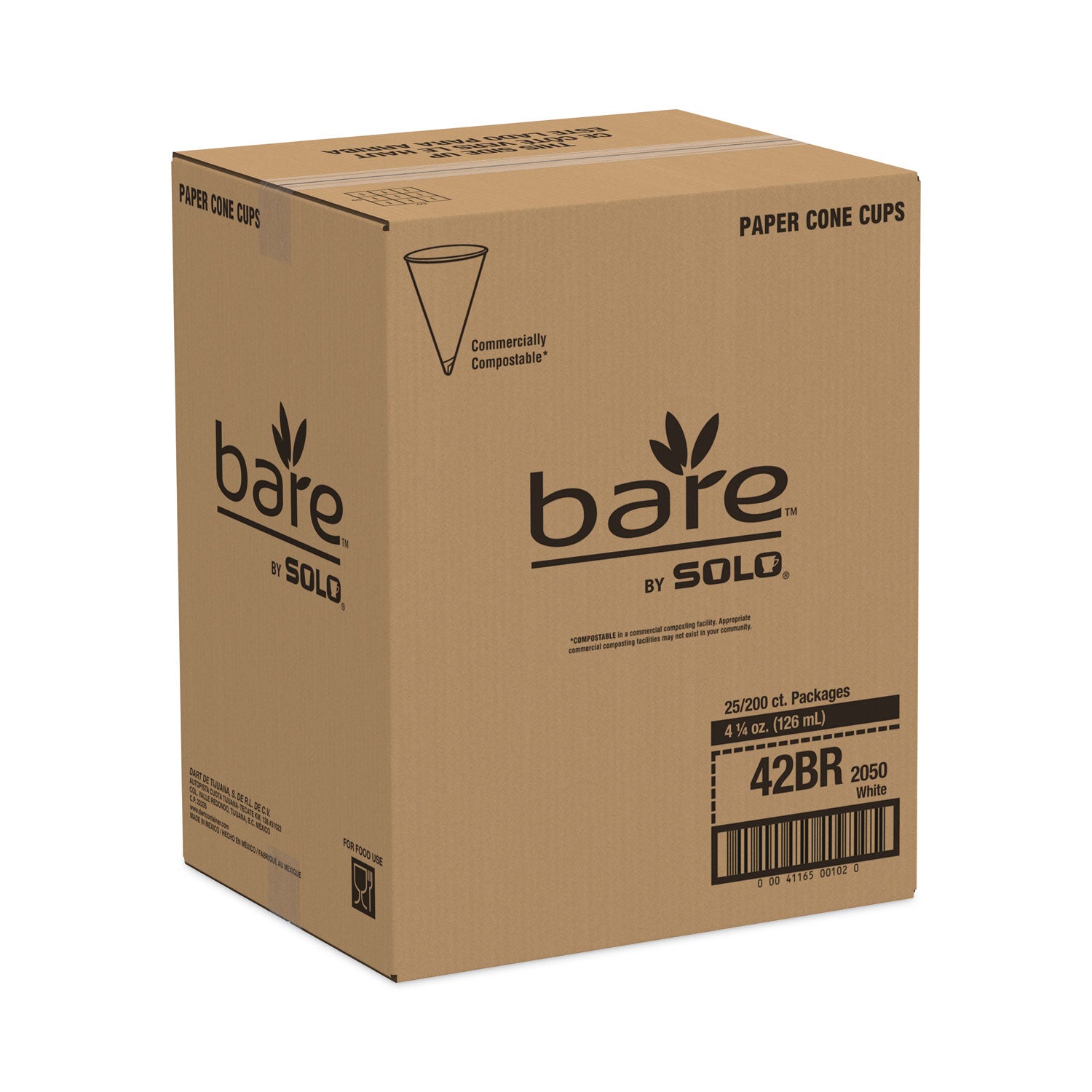 4.25 fl oz - Cone - White - Paper - Water - 200/Bag - 25 / Carton