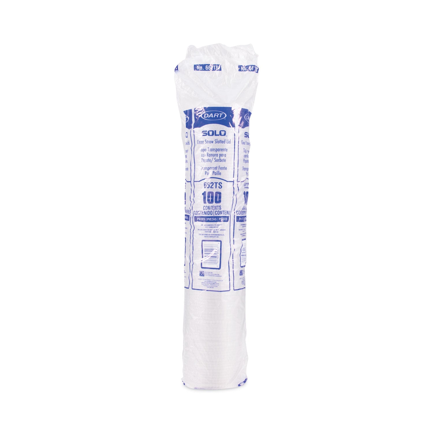 Straw-Slot Cold Cup Lids, Fits 9 oz to 20 oz Cold Cups, Plastic, Clear, 100/Pack