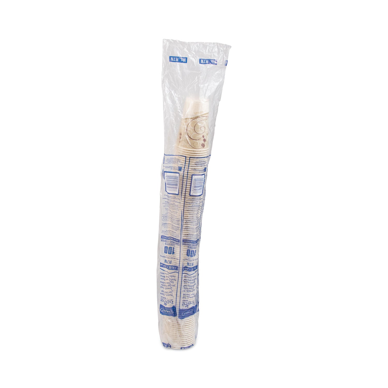 Symphony Design Wax-Coated Paper Cold Cups, 7 oz, Beige/White/Red, 100/Sleeve, 20 Sleeves/Carton