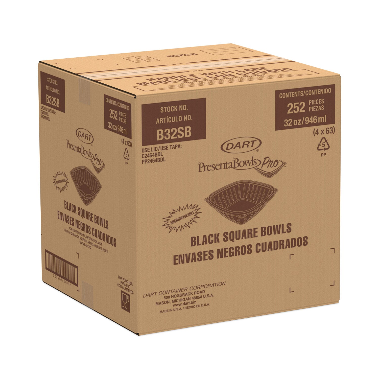 Storing - Microwave Safe - Black - Polypropylene Plastic Body - Square - 63 / Pack
