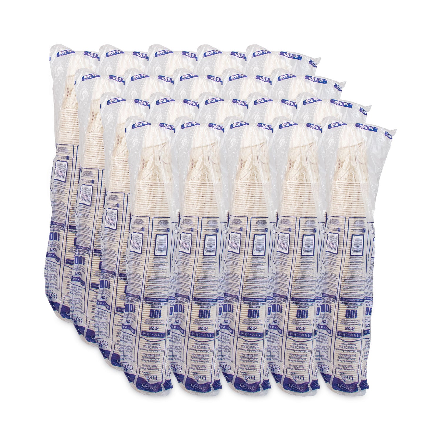 Symphony Treated-Paper Cold Cups, 12 oz, White/Beige/Red, 100/Bag, 20 Bags/Carton