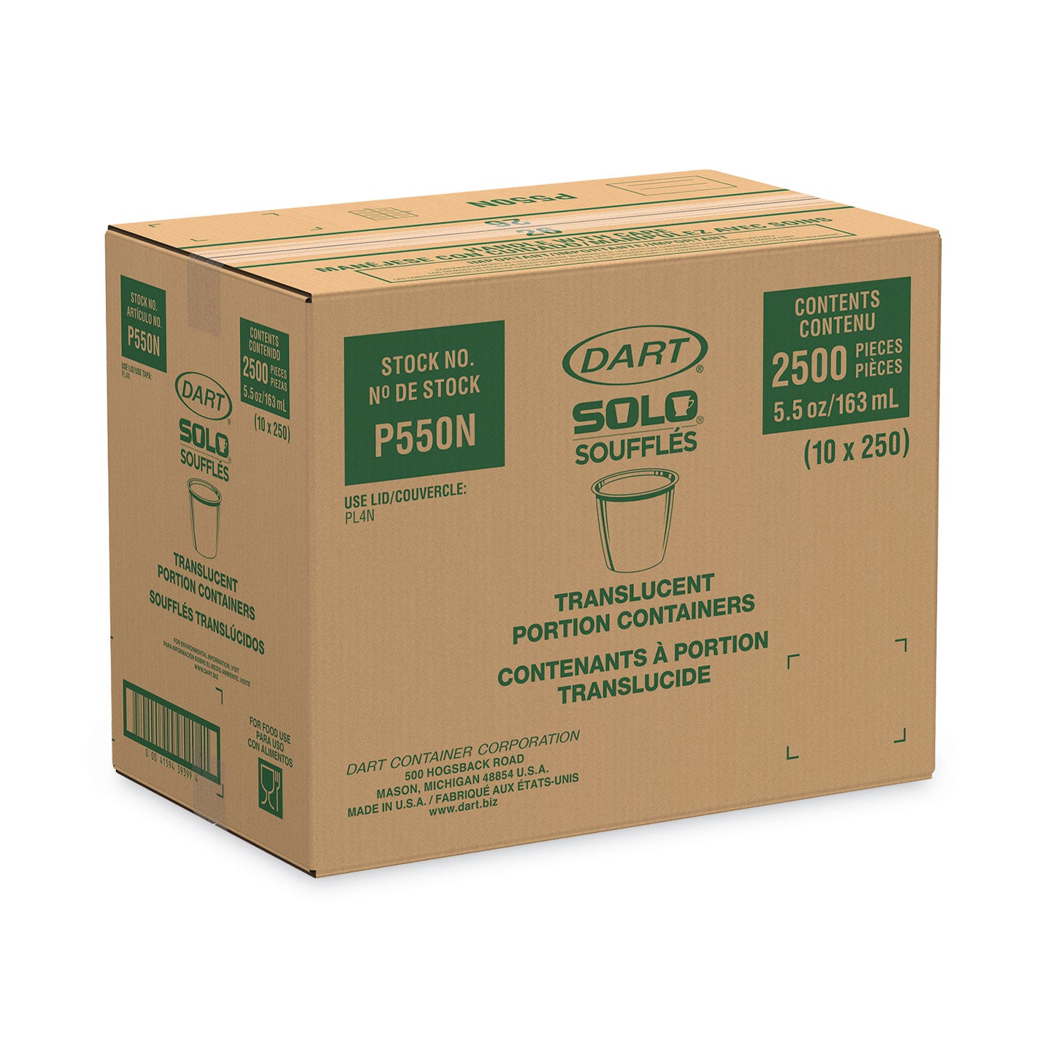 Polystyrene Portion Cups, 5.5 oz, Plastic, Translucent, 250/Bag, 10 Bags/Carton