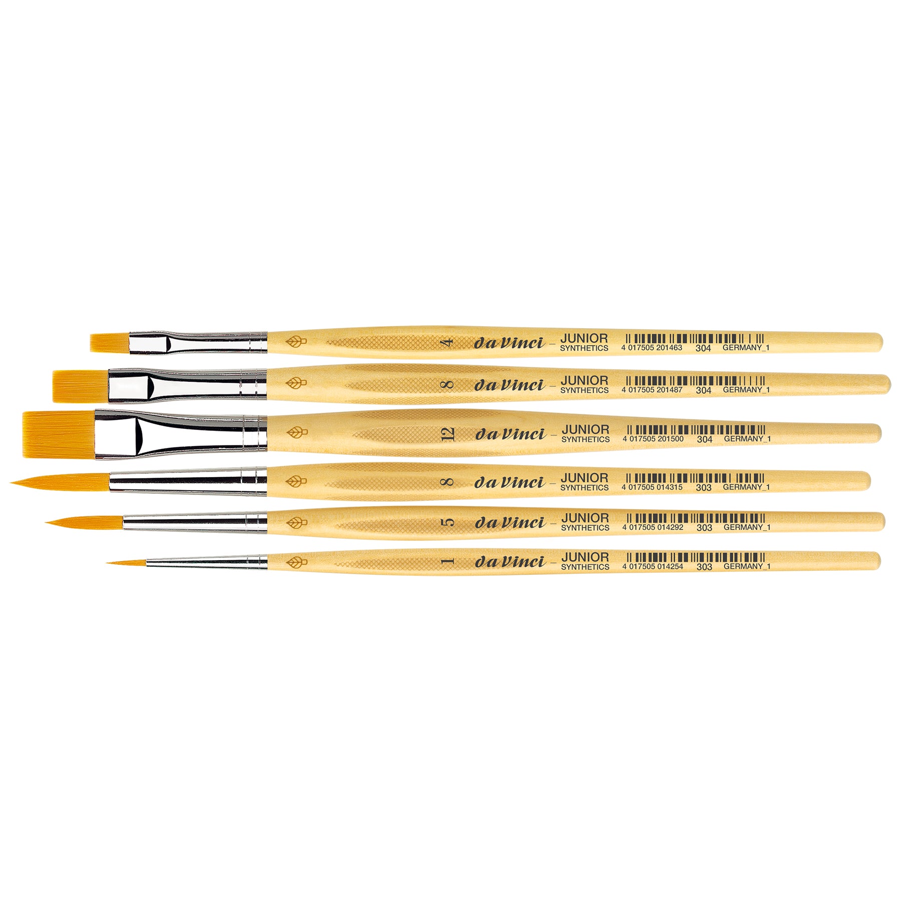 JUNIOR Synthetics Student Brushes, Synthetic, Acrylic & Tempera, Assorted, 6 Brush Set