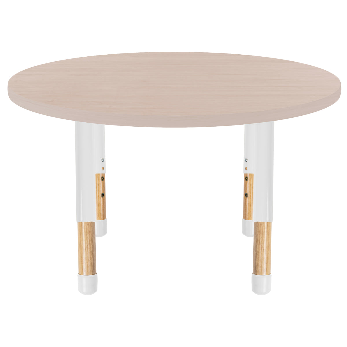 36" x 36" Round Thermofused Activity Table with Adjustable Chunky Wood Legs - Asian Sand/White/Natural