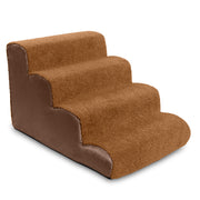 Jaxx Dubb Dog Steps - Supportive Pet Stairs for Improved Mobility and Spine Pressure Relief - Machine Washable Covers with Stylish Sherpa Boucle Fabric Top - 4 Stairs, Caramel / Chocolate