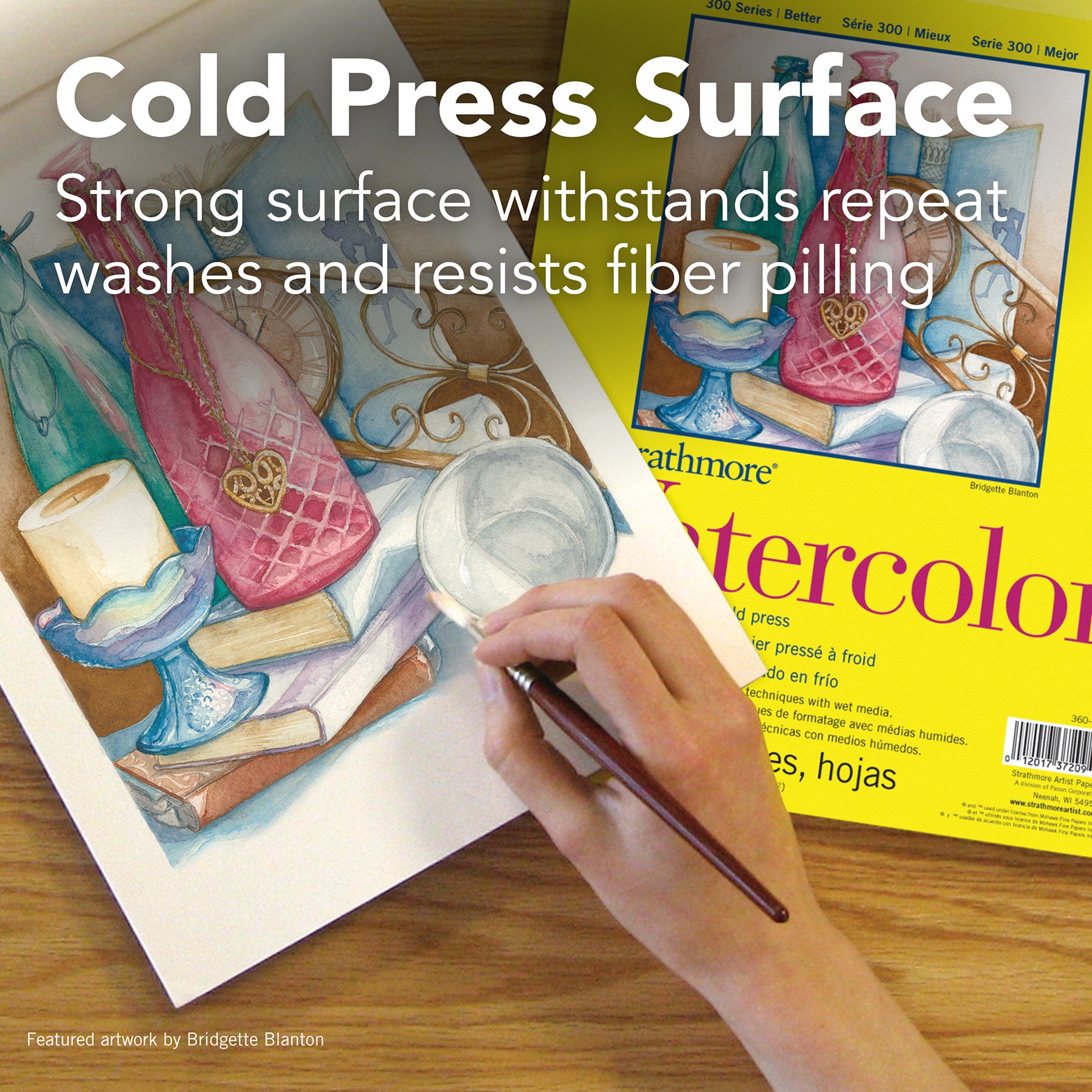300 Series Watercolor Pad, Cold Pressed, Tape Binding, 12 Sheet, 11x15 inch, 1 Count