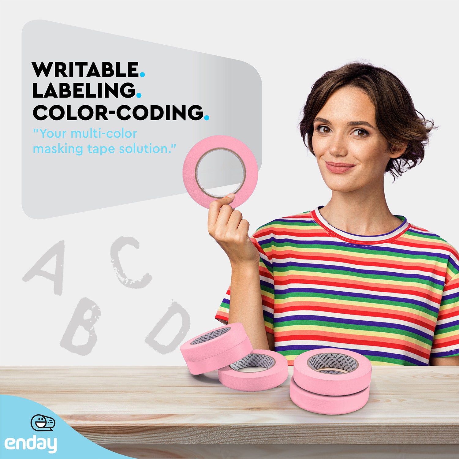 Masking Tape, 1" x 60 Yards, Pink, Pack of 6