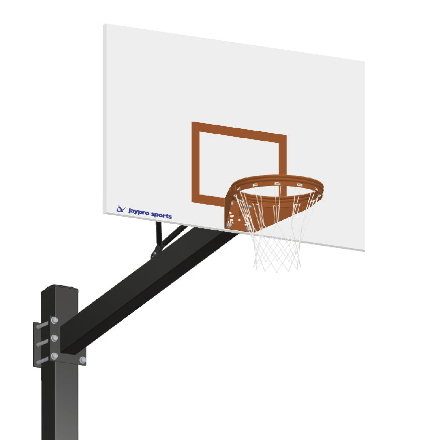 Basketball System - Titan   (Powder Coated) Black (6 in. x 6 in. Pole with 6 ft. Offset) - 60 in. Steel Backboard -Breakaway Playground Goal