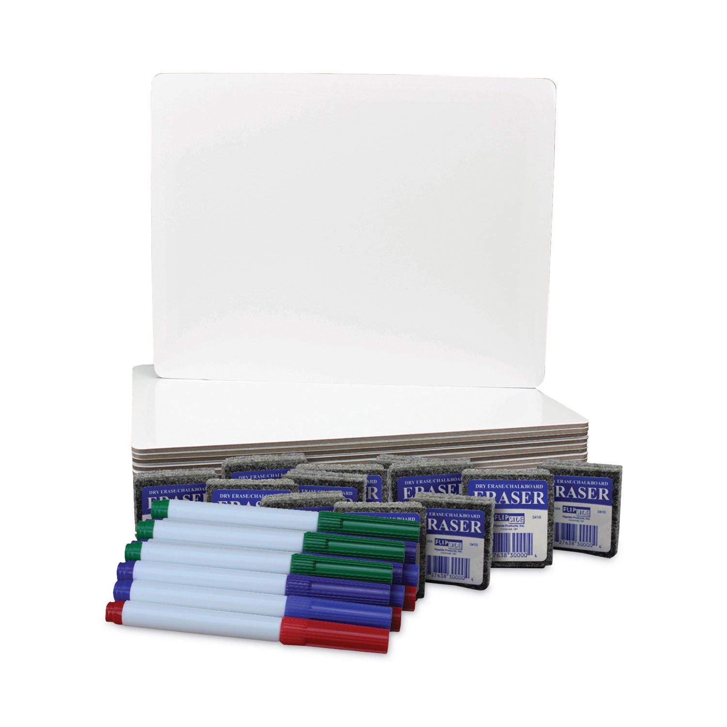 Magnetic Dry Erase Boards (9" x 12") with Colored Pens & Erasers, Set of 12