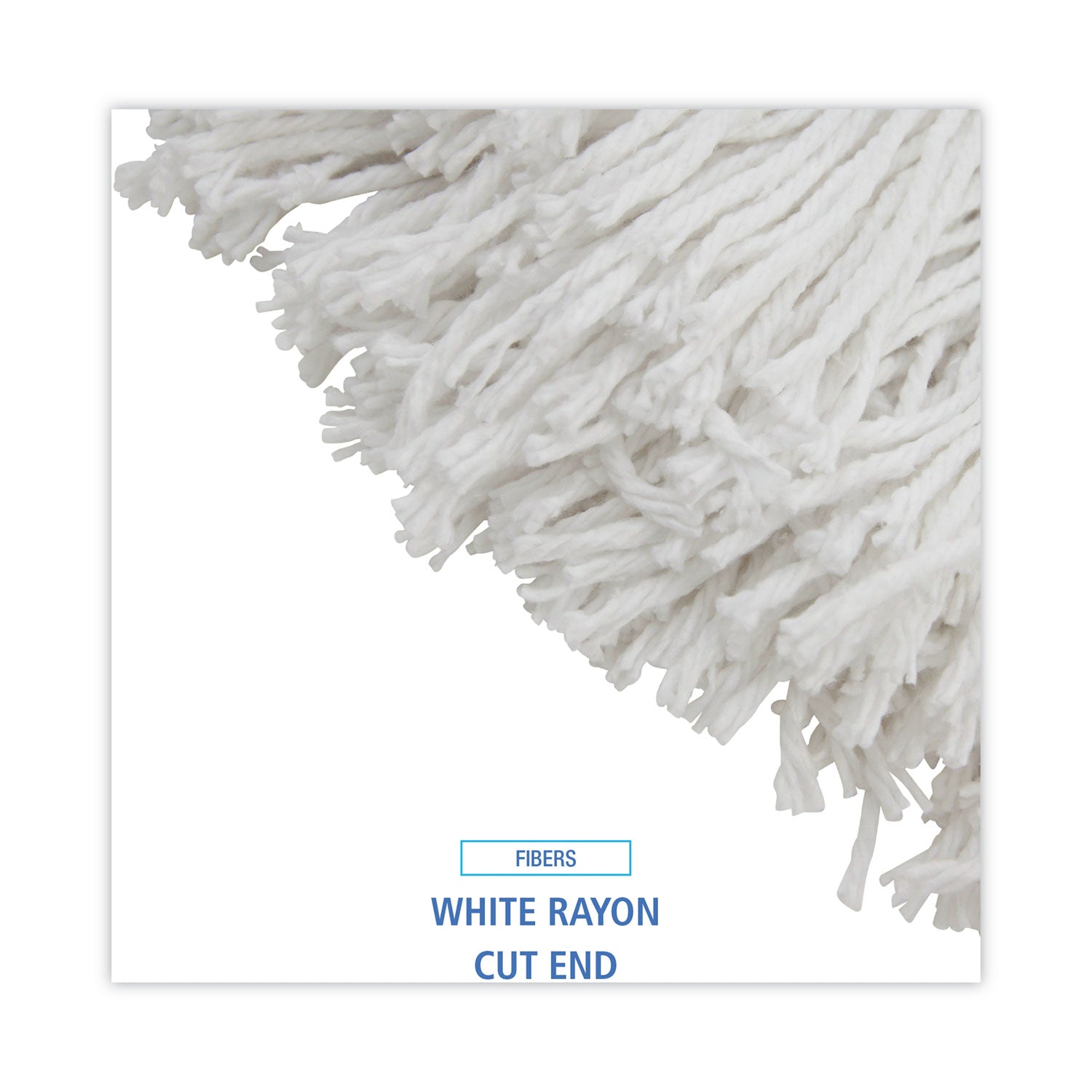 Premium Cut-End Wet Mop Heads, Rayon, 16oz, White, 12/carton