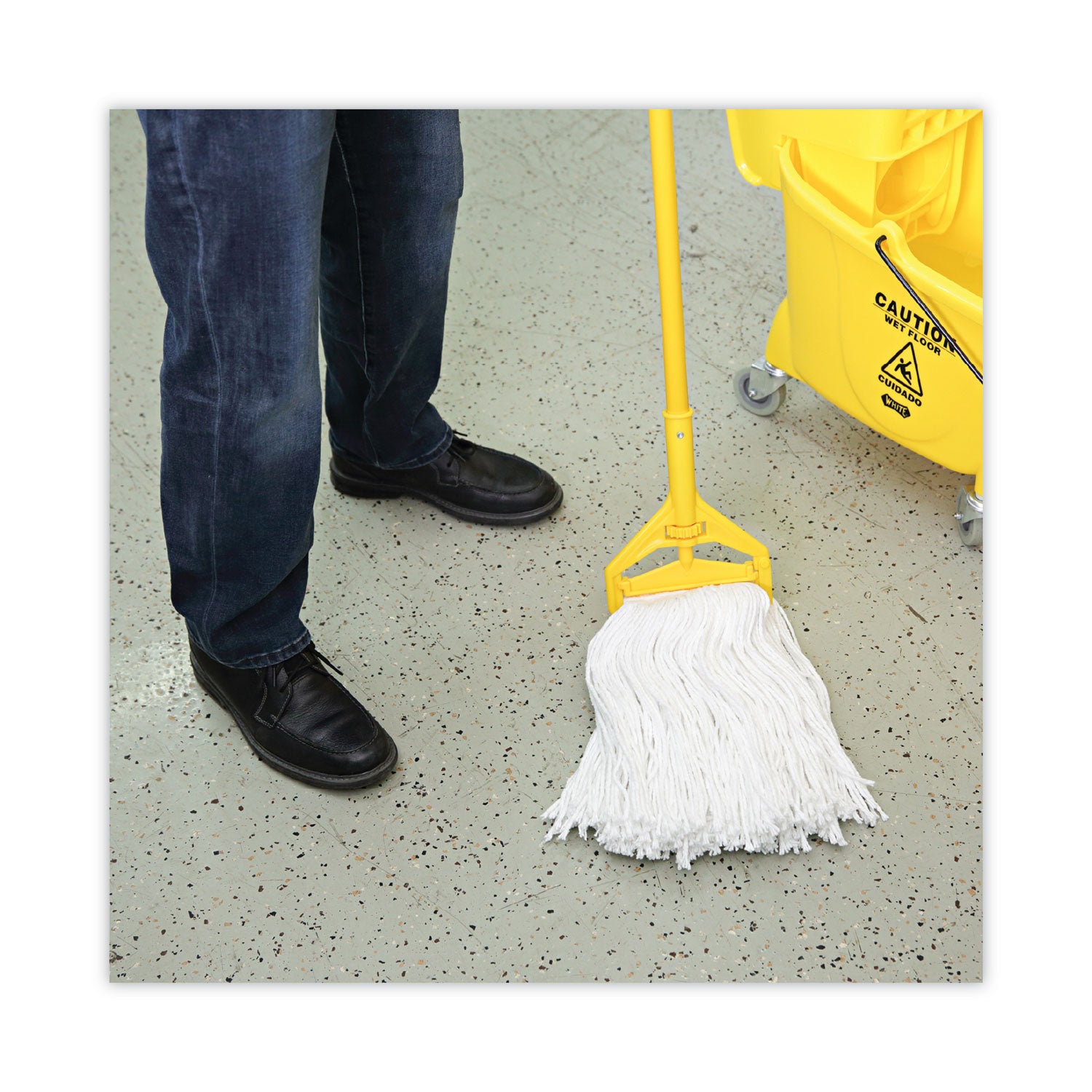 Premium Cut-End Wet Mop Heads, Rayon, 16oz, White, 12/carton