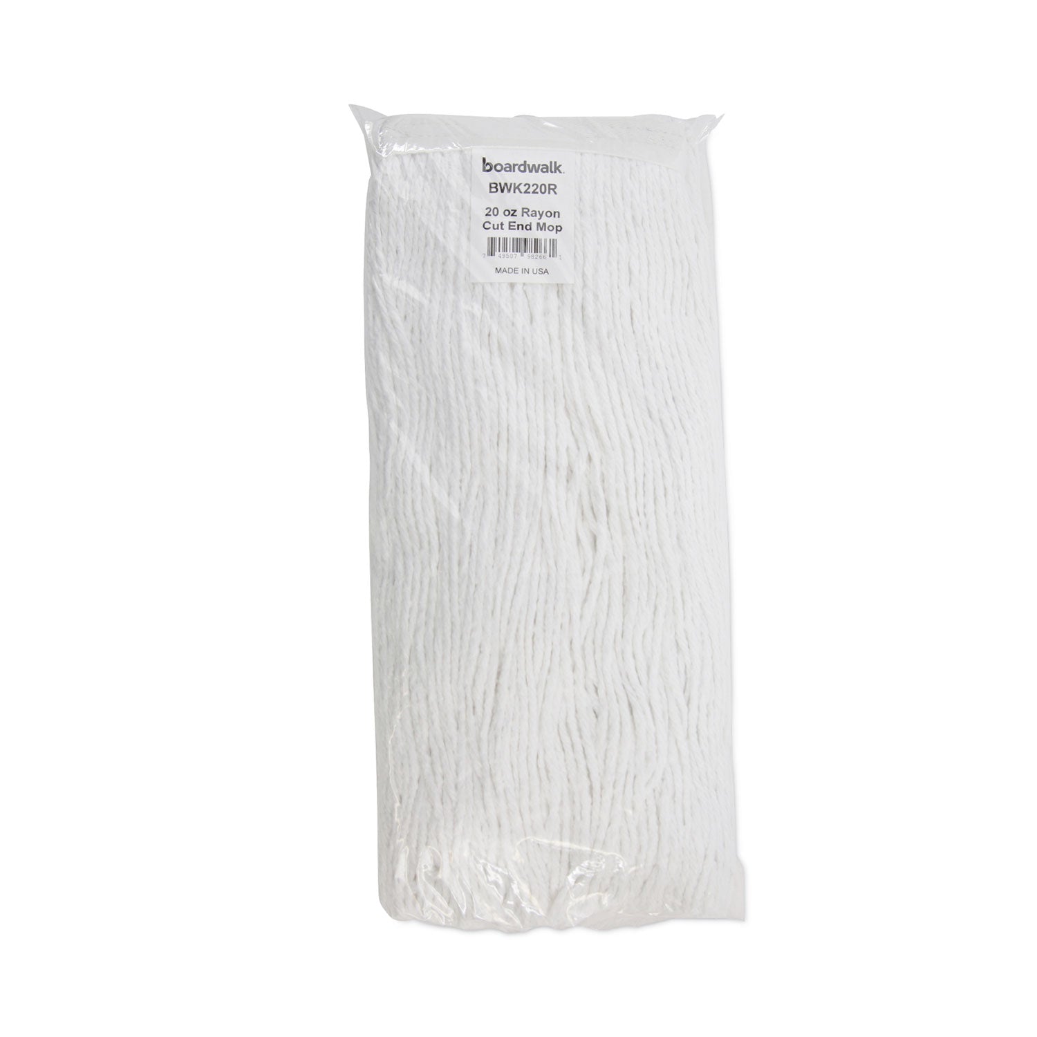 Premium Cut-End Wet Mop Heads, Rayon, 20oz, White, 12/carton