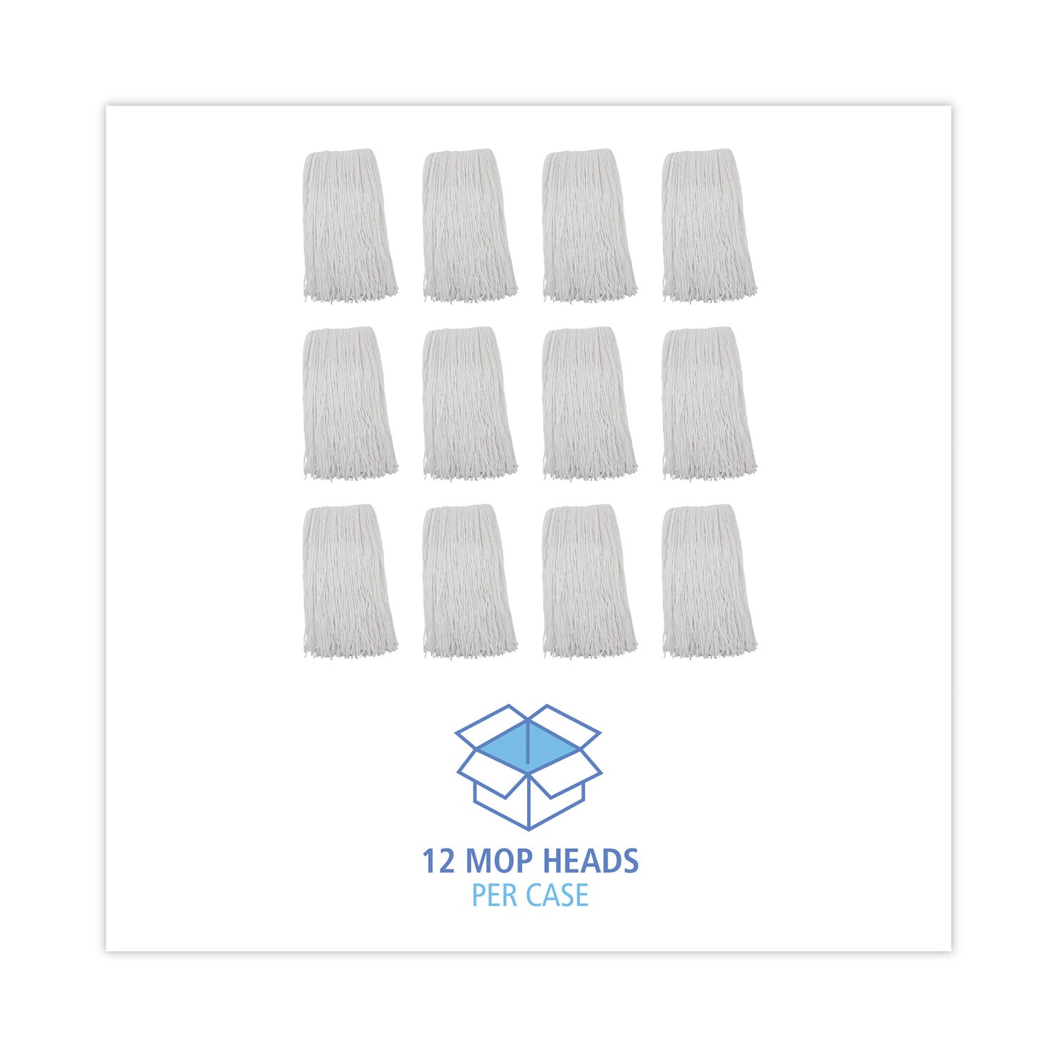 Premium Cut-End Wet Mop Heads, Rayon, 20oz, White, 12/carton