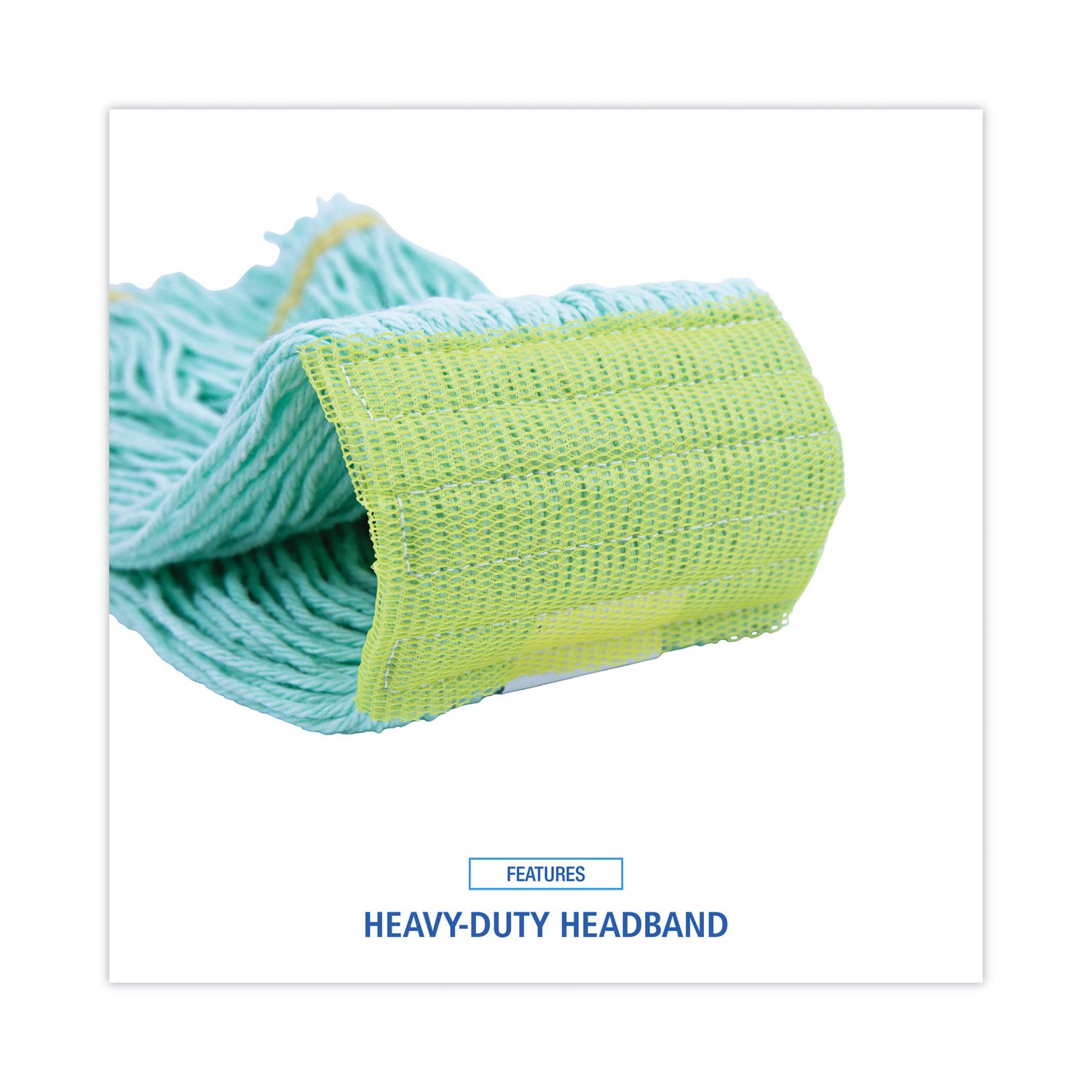 Ecomop Looped-End Mop Head, Recycled Fibers, Medium Size, Green