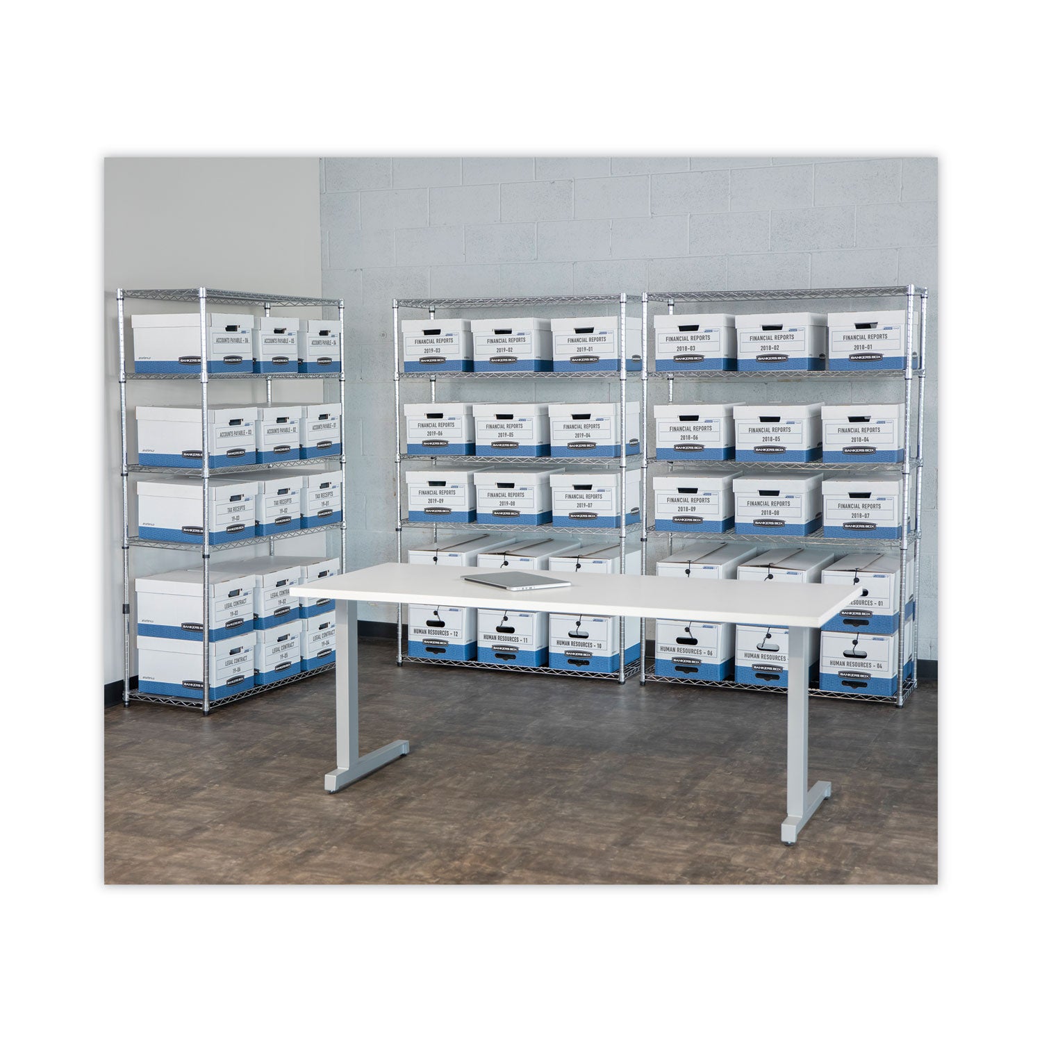 Internal Dimensions: 12.25" Width x 15" Depth x 9.75" Height - External Dimensions: 12.6" Width x 15.6" Depth x 10" Height - Media Size Supported: Letter - Lift-off Closure - Light Duty - Stackable - White, Blue - For File, Folder - Recycled - 4 / Carton