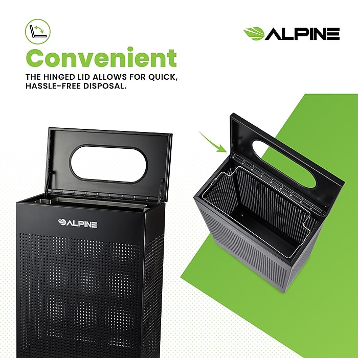 13 Gallon Black Perforated Metal Square Decorative Waste Receptacle