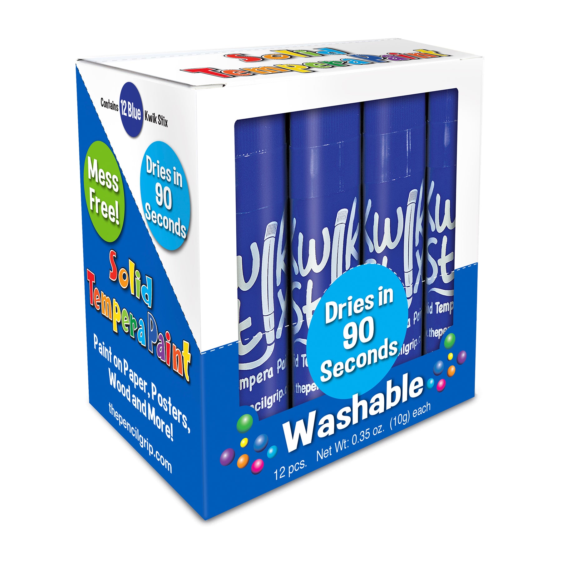 Solid Tempera Paint Sticks, Single Color Pack, Blue, 12 Per Box, 12 Boxes