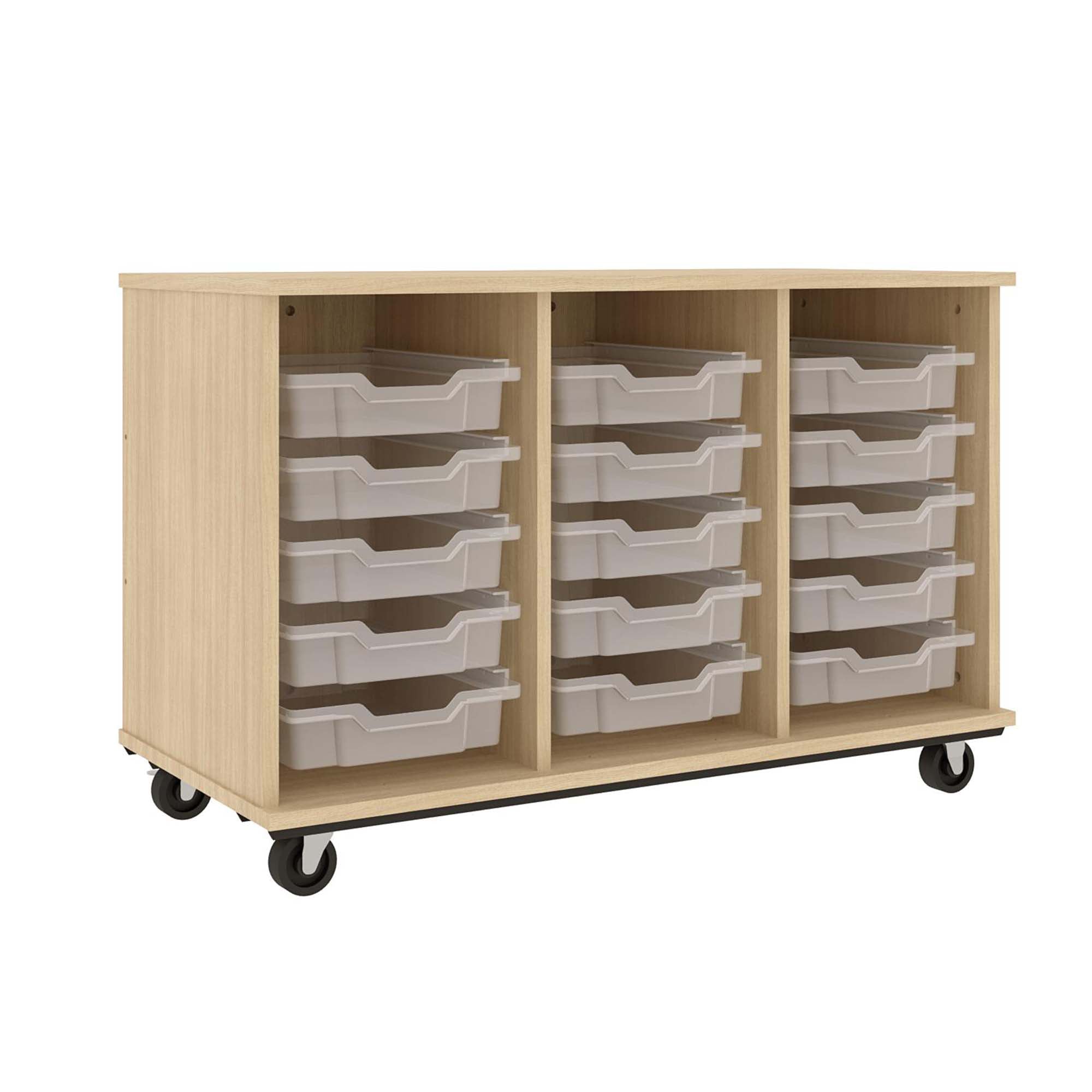 IDS Mob Open Bin, Battle Creek Oak, 29"H x 44"W x 21"D