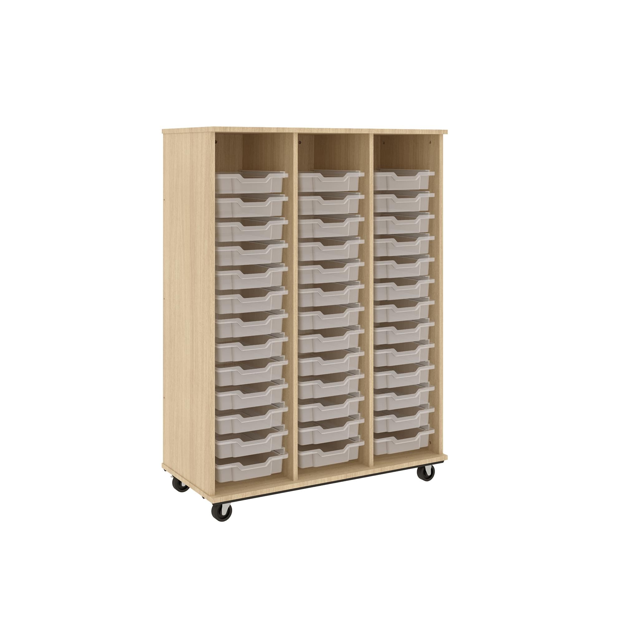 IDS Mob Open Bin, Battle Creek Oak, 60"H x 44"W x 21"D