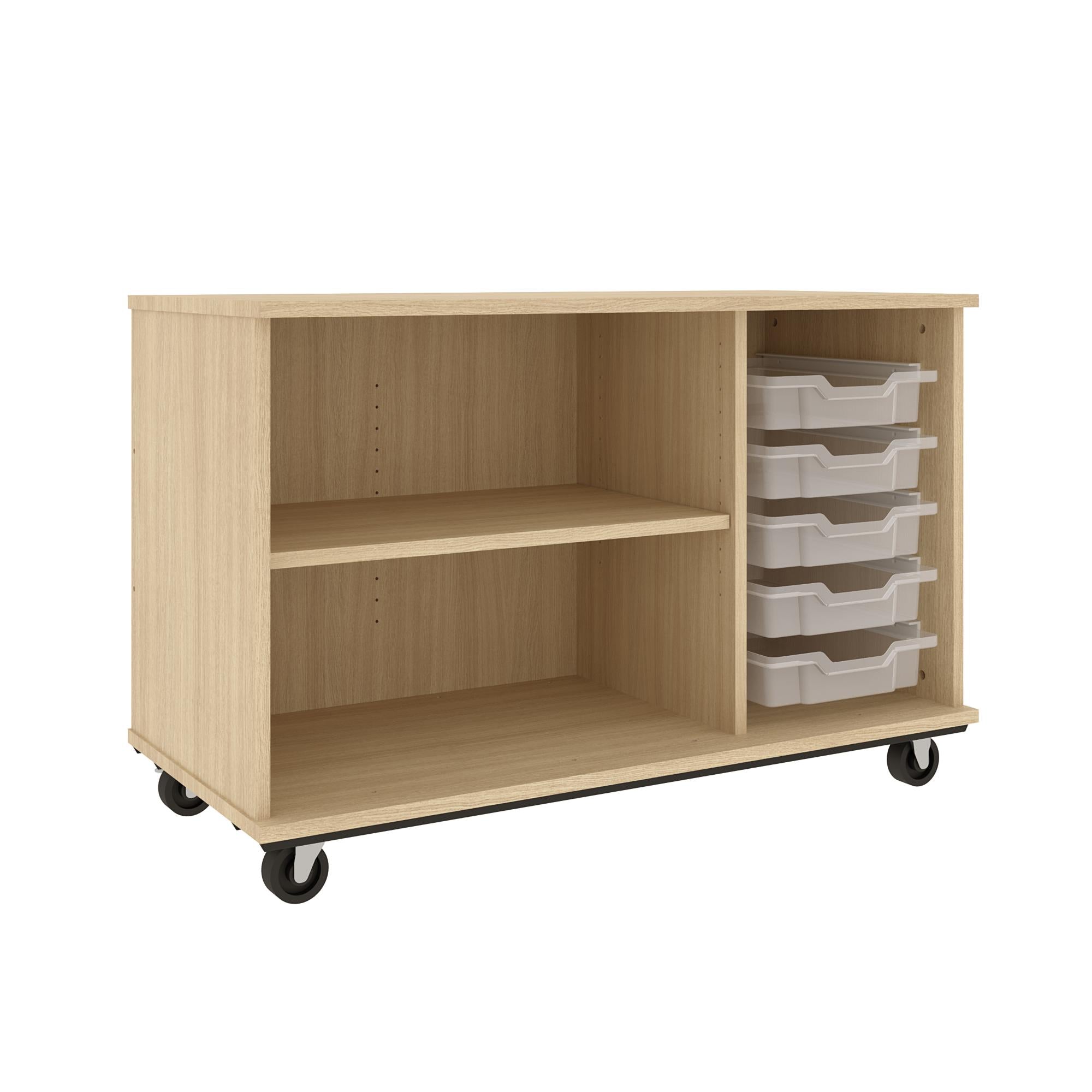 IDS Mob Tray/Shelf Open Bin, Battle Creek Oak, 29"H x 44"W x 21"D