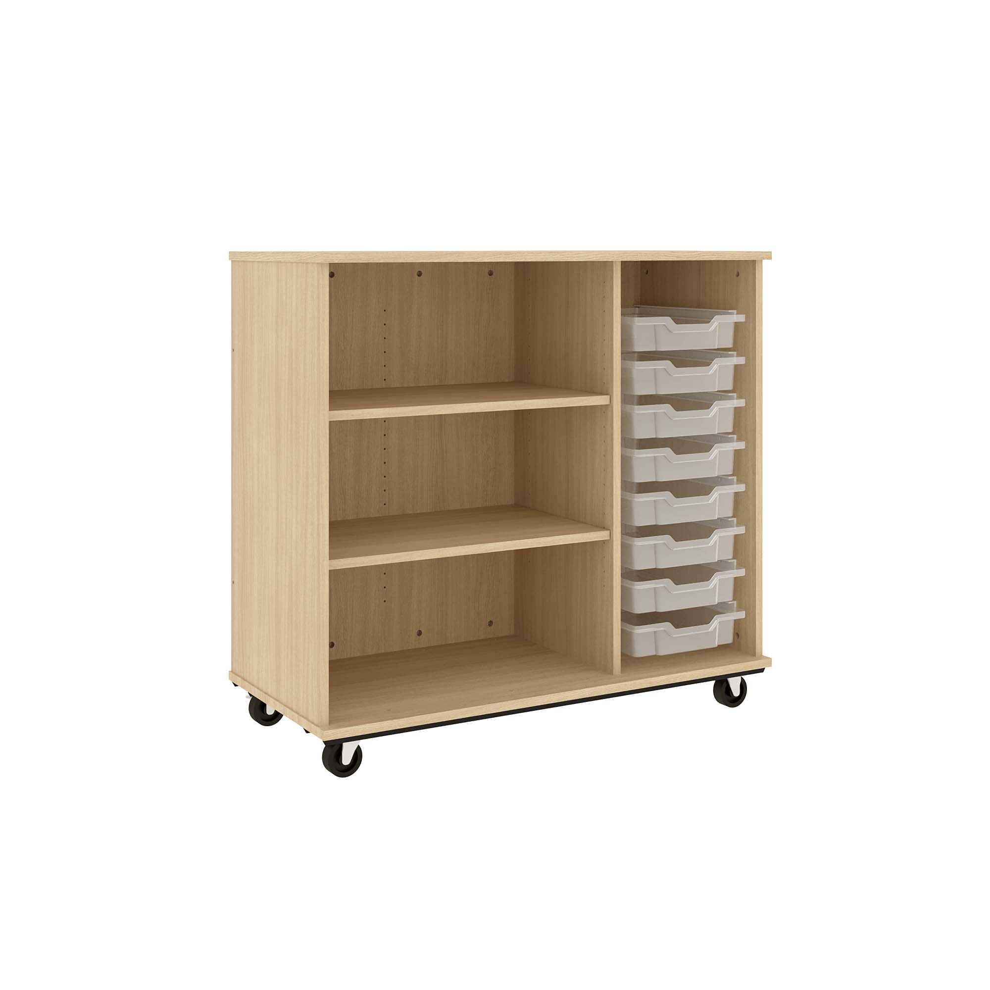 IDS Mob Tray/Shelf Open Bin, Battle Creek Oak, 41"H x 44"W x 21"D
