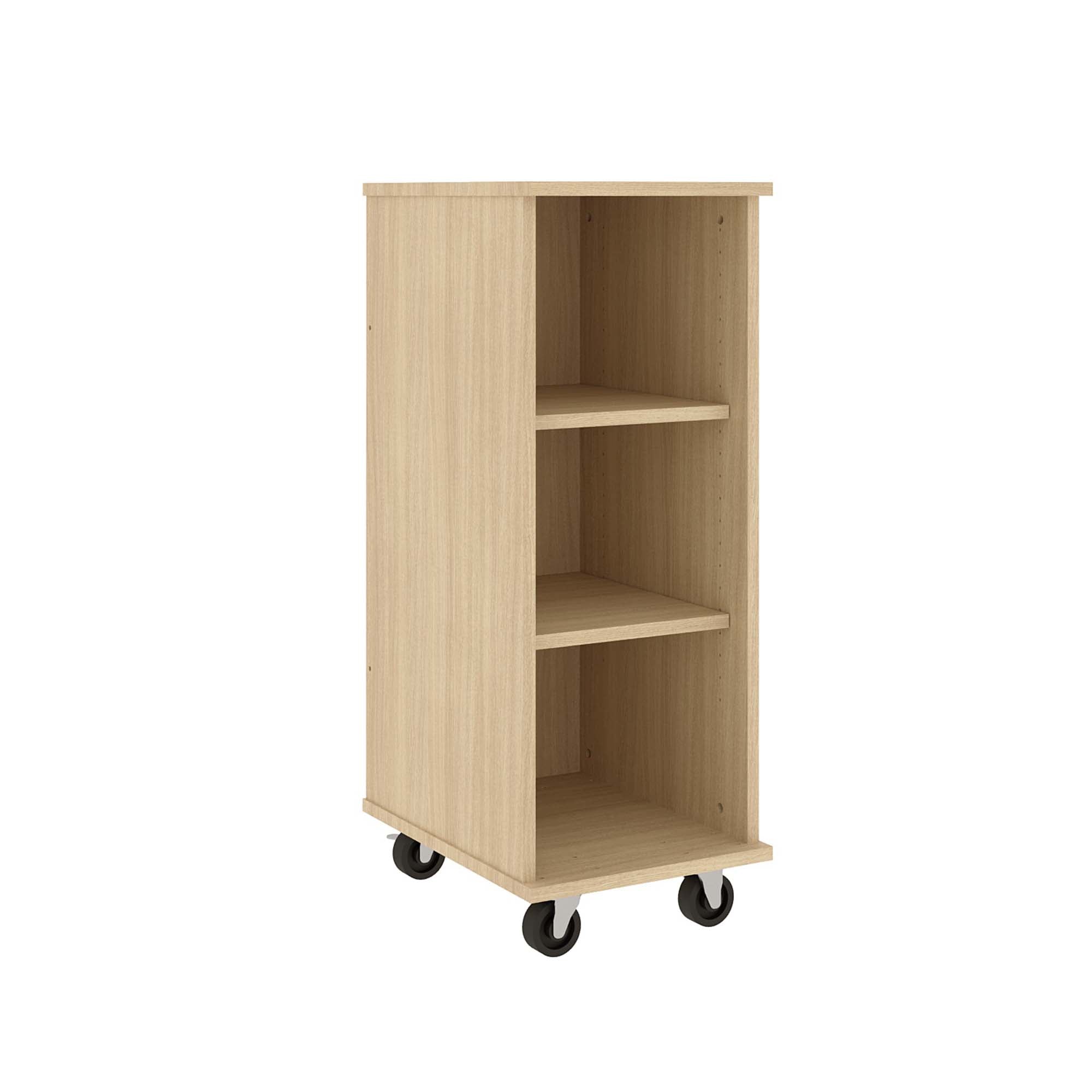 IDS Mob Shelf Open, Battle Creek Oak, 41"H x 16"W x 21"D