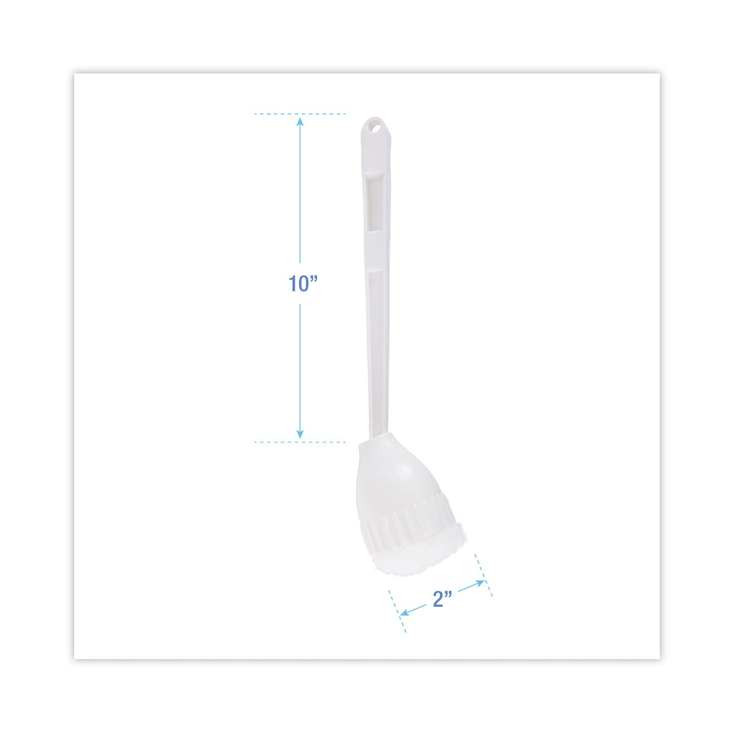 Cone Toilet Bowl Mop, 10" Handle, 2" Mop Head, White, 25/Carton