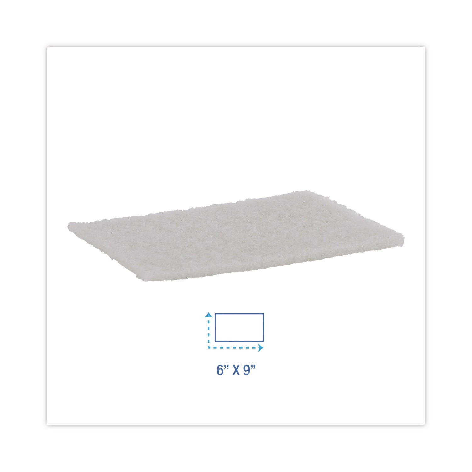 Light-Duty Scouring Pad, 6 x 9, White, 20/Carton