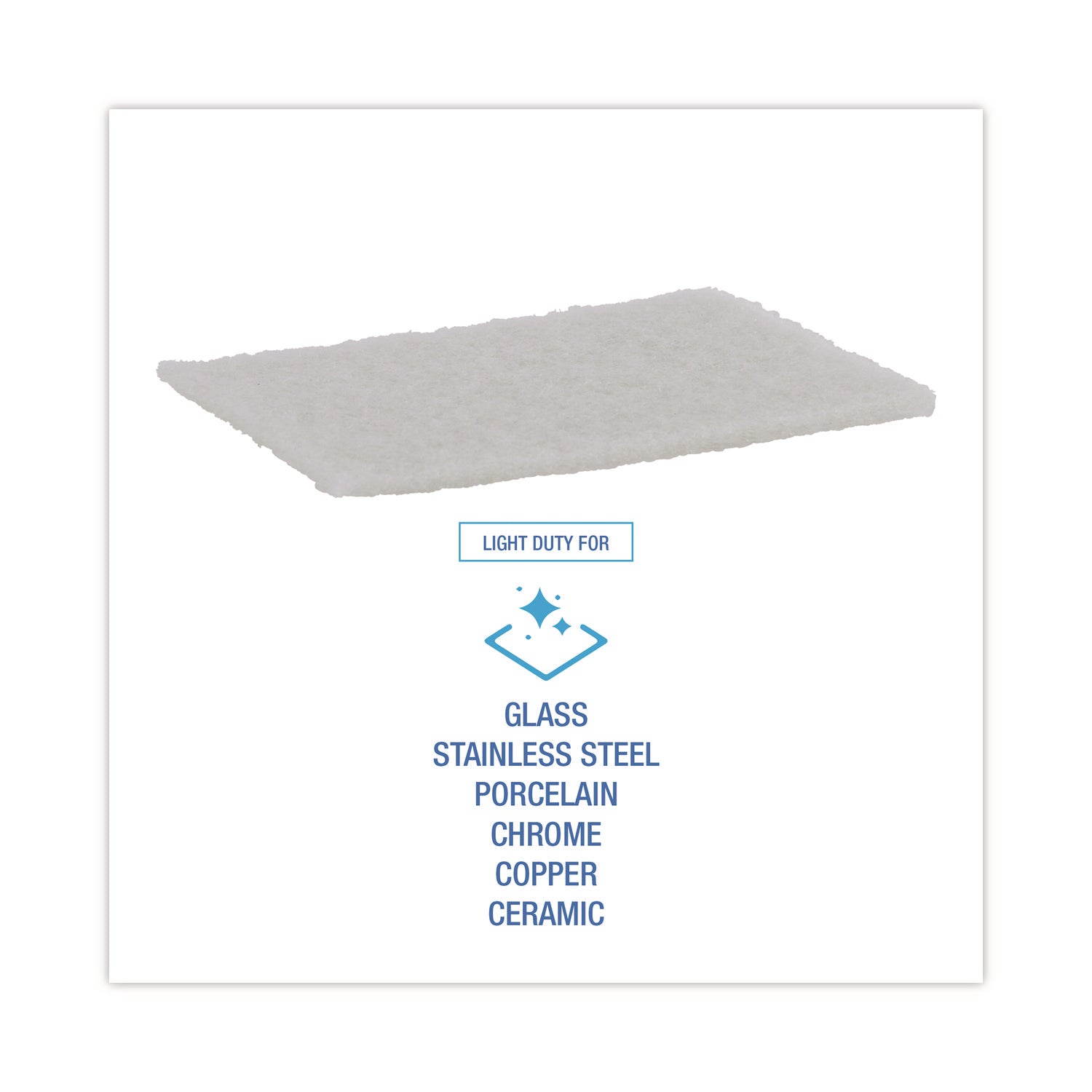 Light-Duty Scouring Pad, 6 x 9, White, 20/Carton