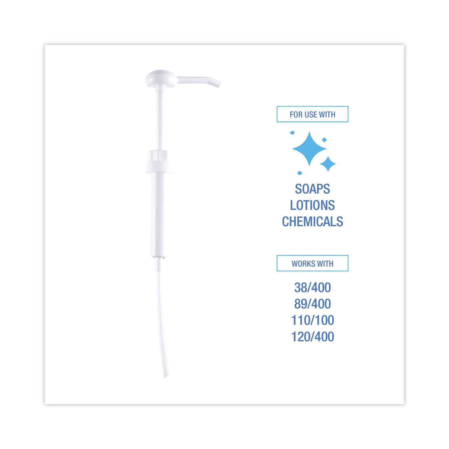 Siphon Pump for 1 gal Bottles, 1 oz Output, 12" Tube, Plastic, White, 12/Carton