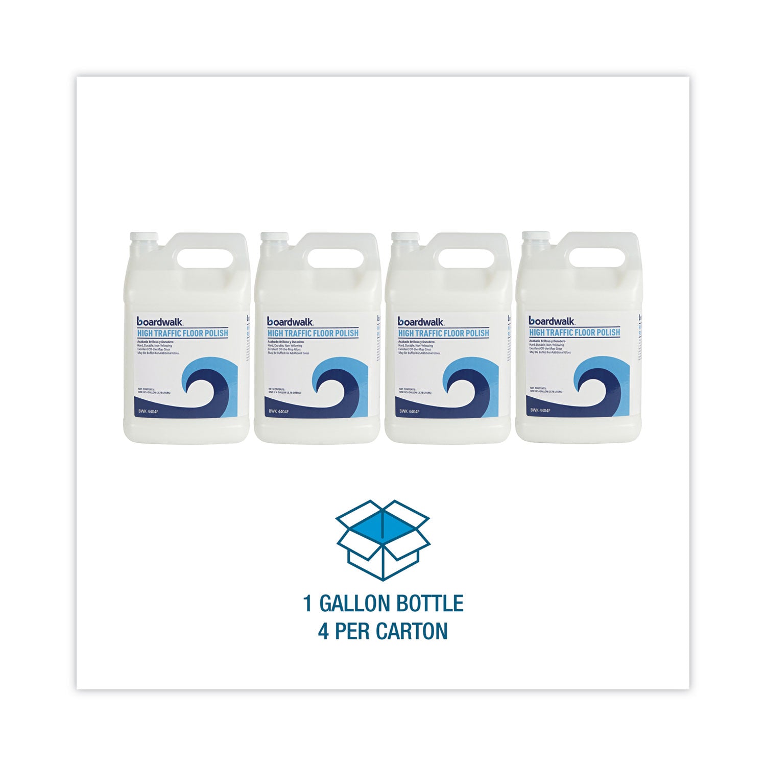 High Traffic Floor Polish, Apply 3 to 5 Coats per Application, Unscented, 1 gal Bottle, 4/Carton
