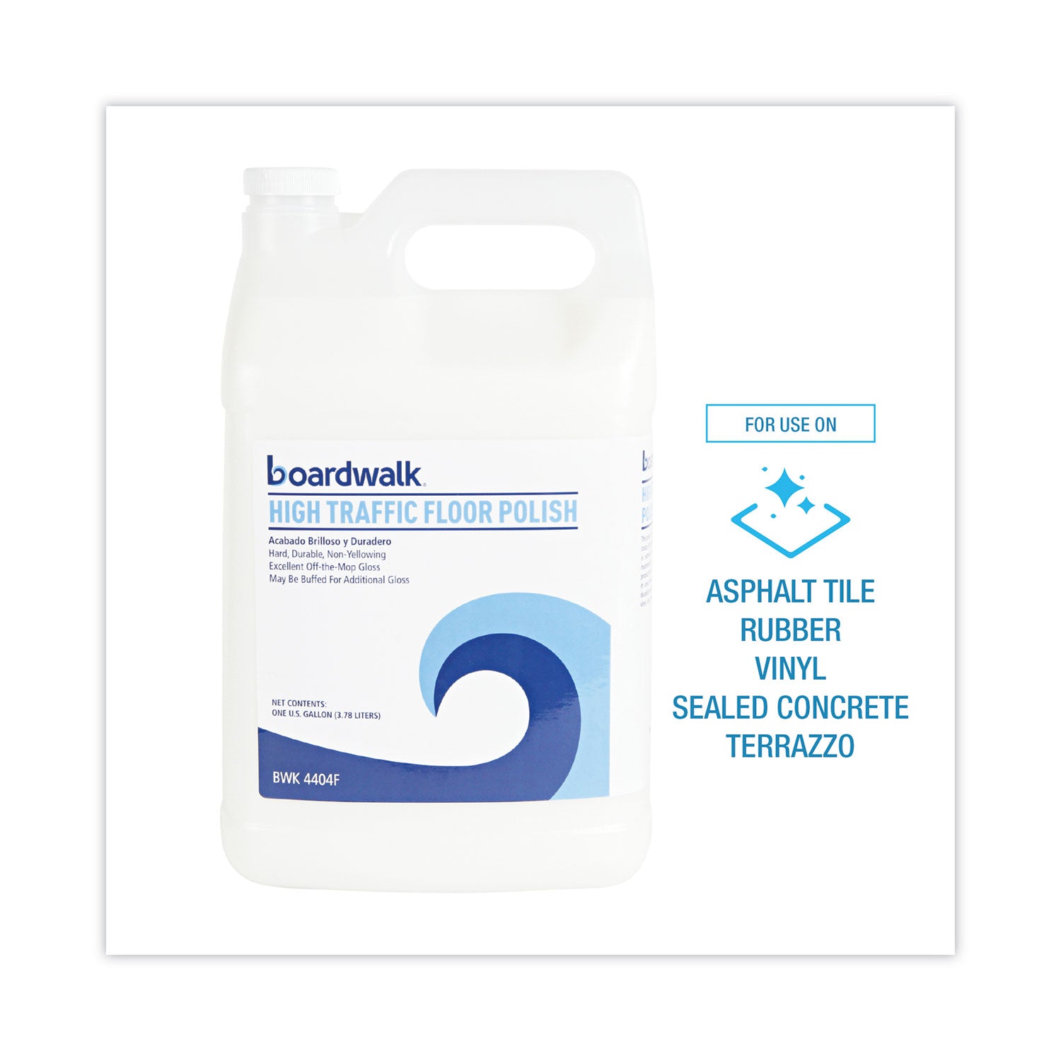 High Traffic Floor Polish, Apply 3 to 5 Coats per Application, Unscented, 1 gal Bottle, 4/Carton
