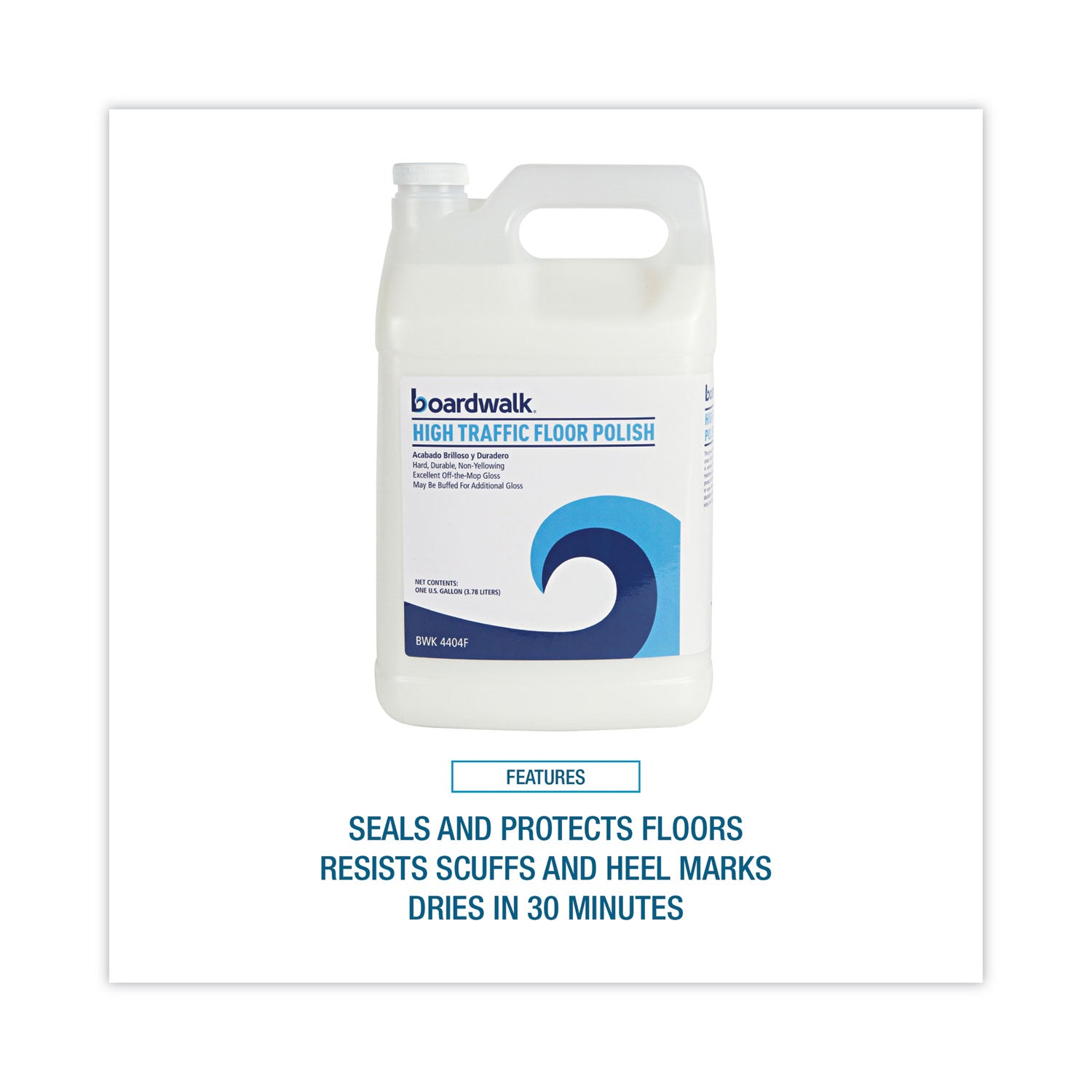 High Traffic Floor Polish, Apply 3 to 5 Coats per Application, Unscented, 1 gal Bottle, 4/Carton