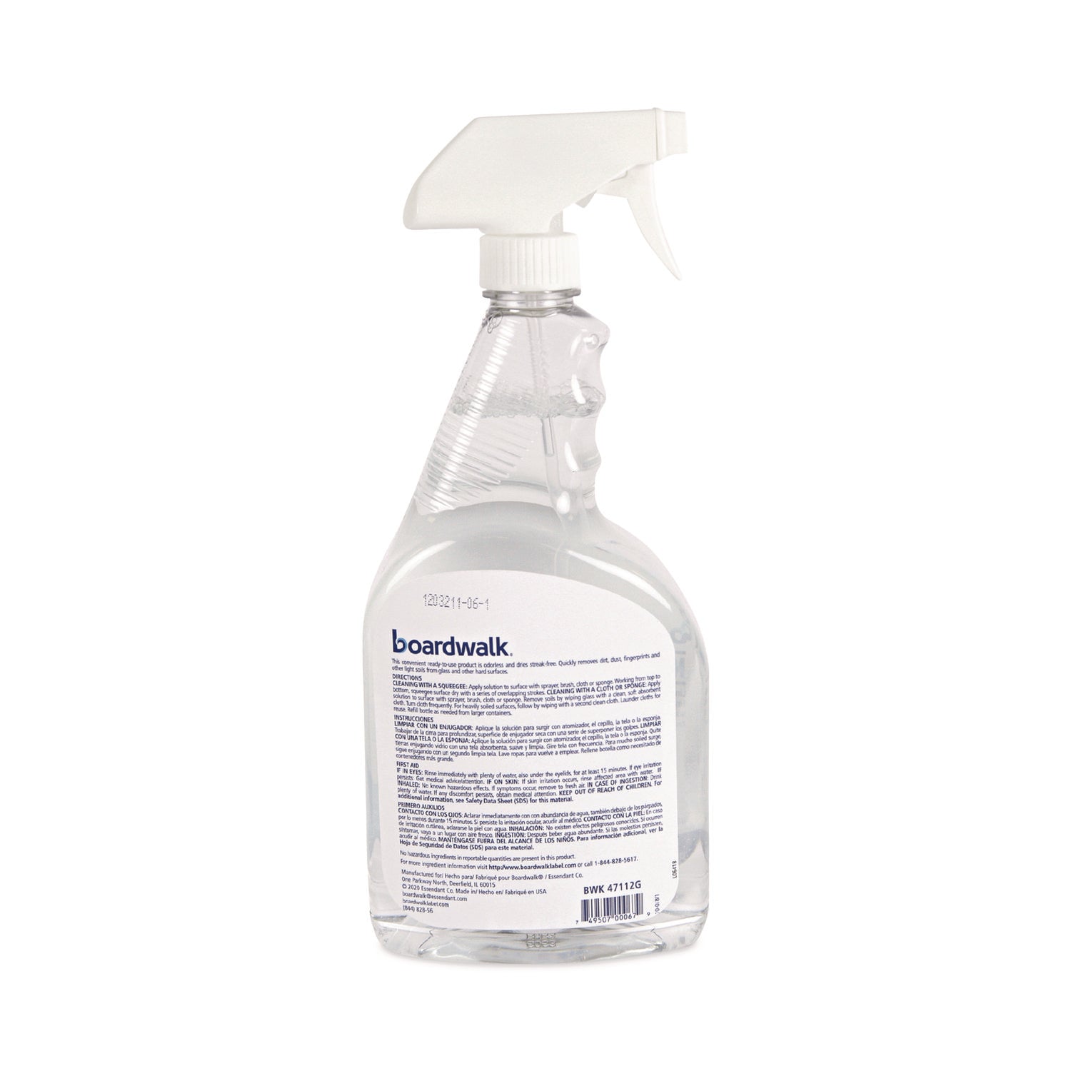 Natural Glass Cleaner, Unscented, 32 oz Trigger Spray Bottle, 12/Carton