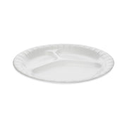 Placesetter Deluxe Laminated Foam Dinnerware, 3-Compartment Plate, 8.88" dia, White, 500/Carton