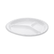 Placesetter Deluxe Laminated Foam Dinnerware, 3-Compartment Plate, 10.25" dia, White, 540/Carton