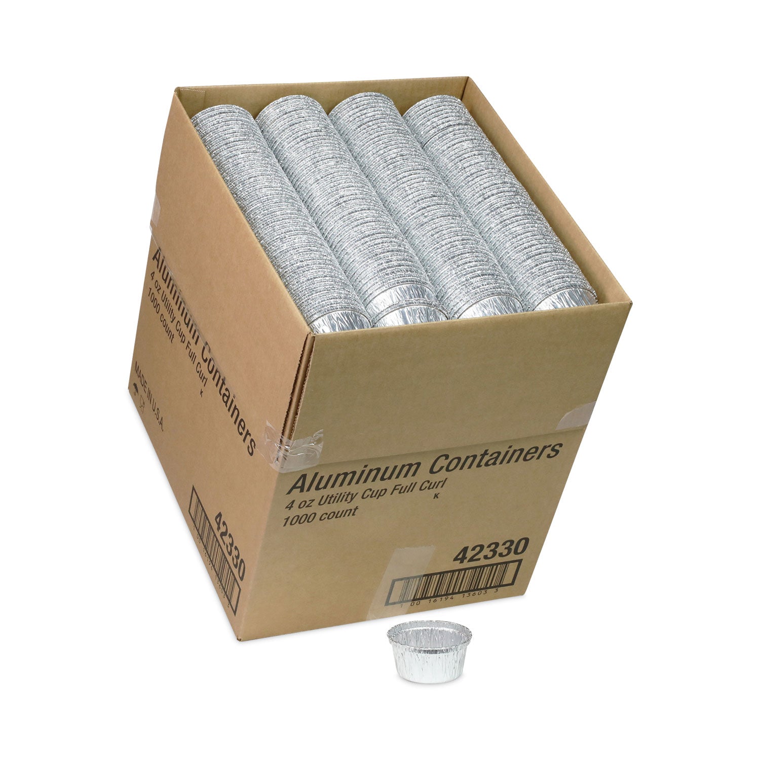 Aluminum Take-Out Container, 4 oz, 2.94" Diameter x 1.66" h, Silver, 1,000/Carton
