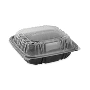 EarthChoice Vented Dual Color Microwavable Hinged Lid Container, 28 oz, 7.5 x 7.5 x 3, Black/Clear, Plastic, 150/Carton