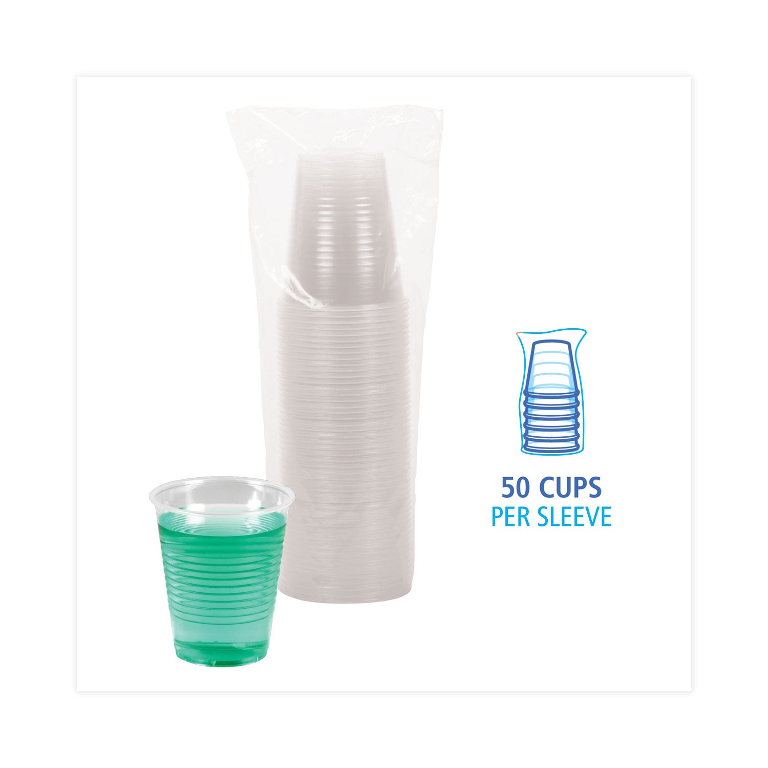 Translucent Plastic Cold Cups, 12 oz, 50/Pack