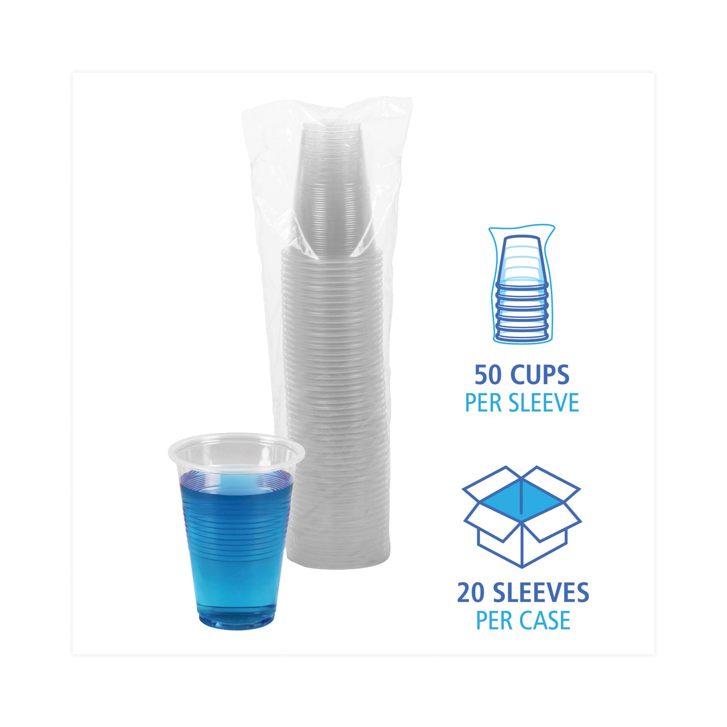 Translucent Plastic Cold Cups, 16 oz, 50/Sleeve, 20 Sleeves/Carton