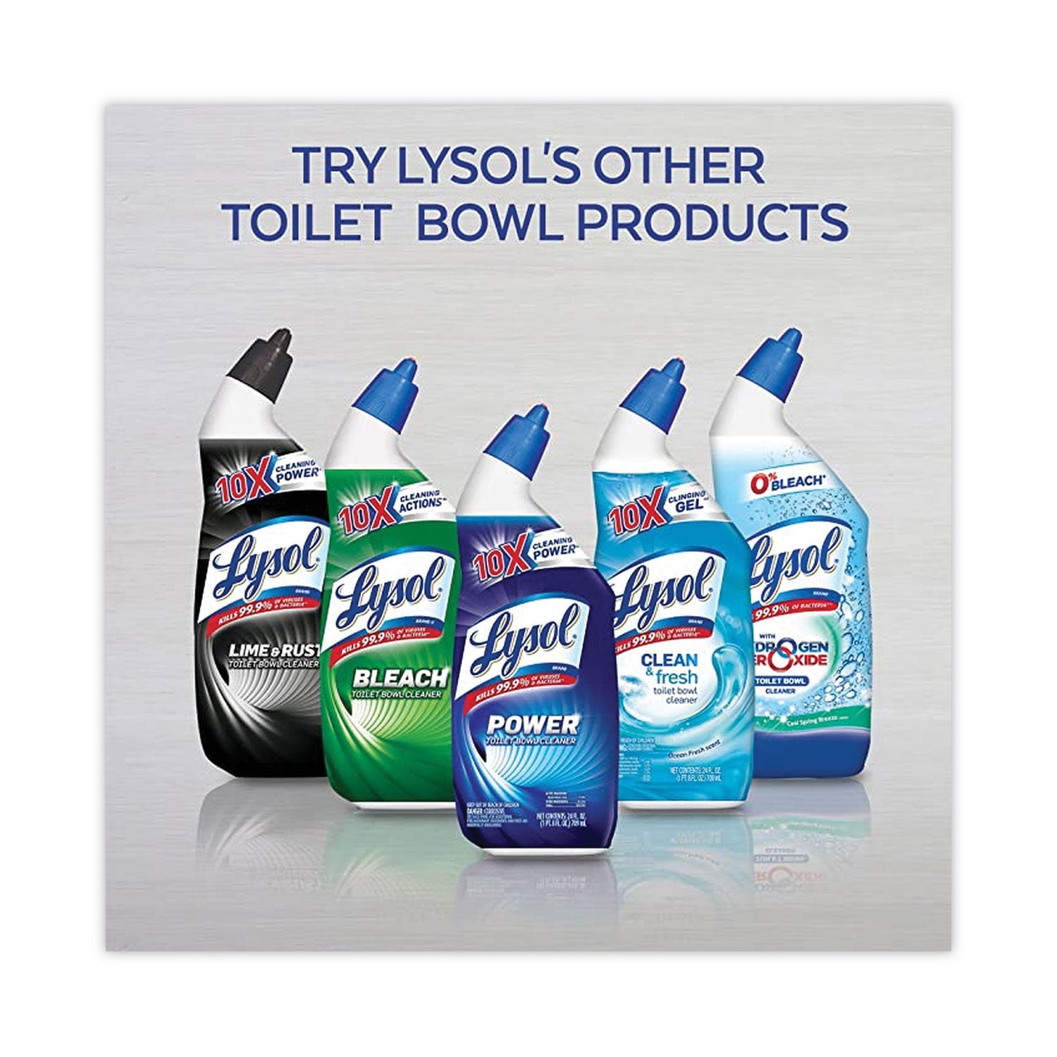 Lysol Bleach Toilet Bowl Cleaner - 24 fl oz (0.8 quart) - Disinfectant, Deodorize - Blue Bottle - 2 / Pack