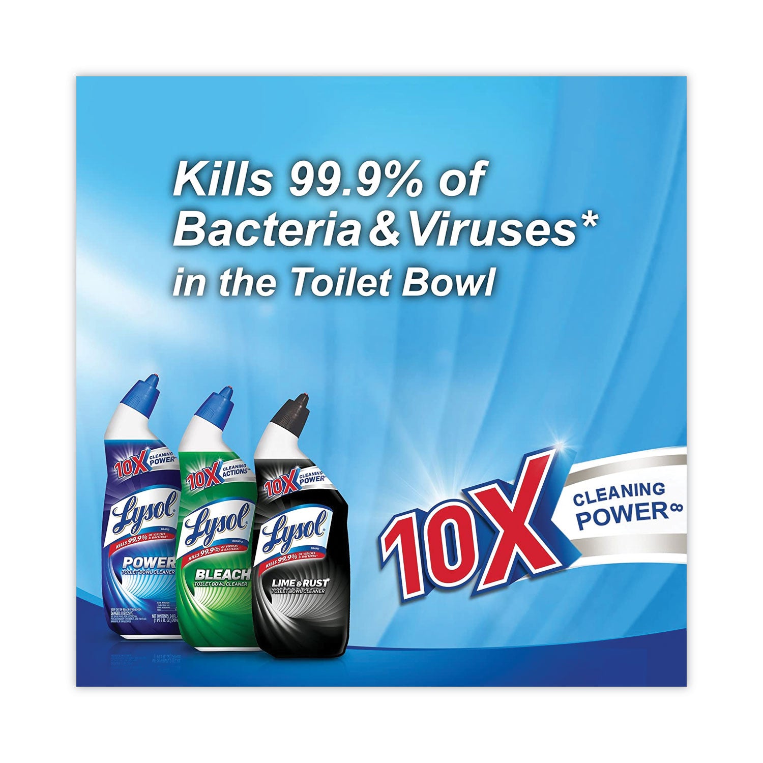 Lysol Bleach Toilet Bowl Cleaner - 24 fl oz (0.8 quart) - Disinfectant, Deodorize - Blue Bottle - 2 / Pack