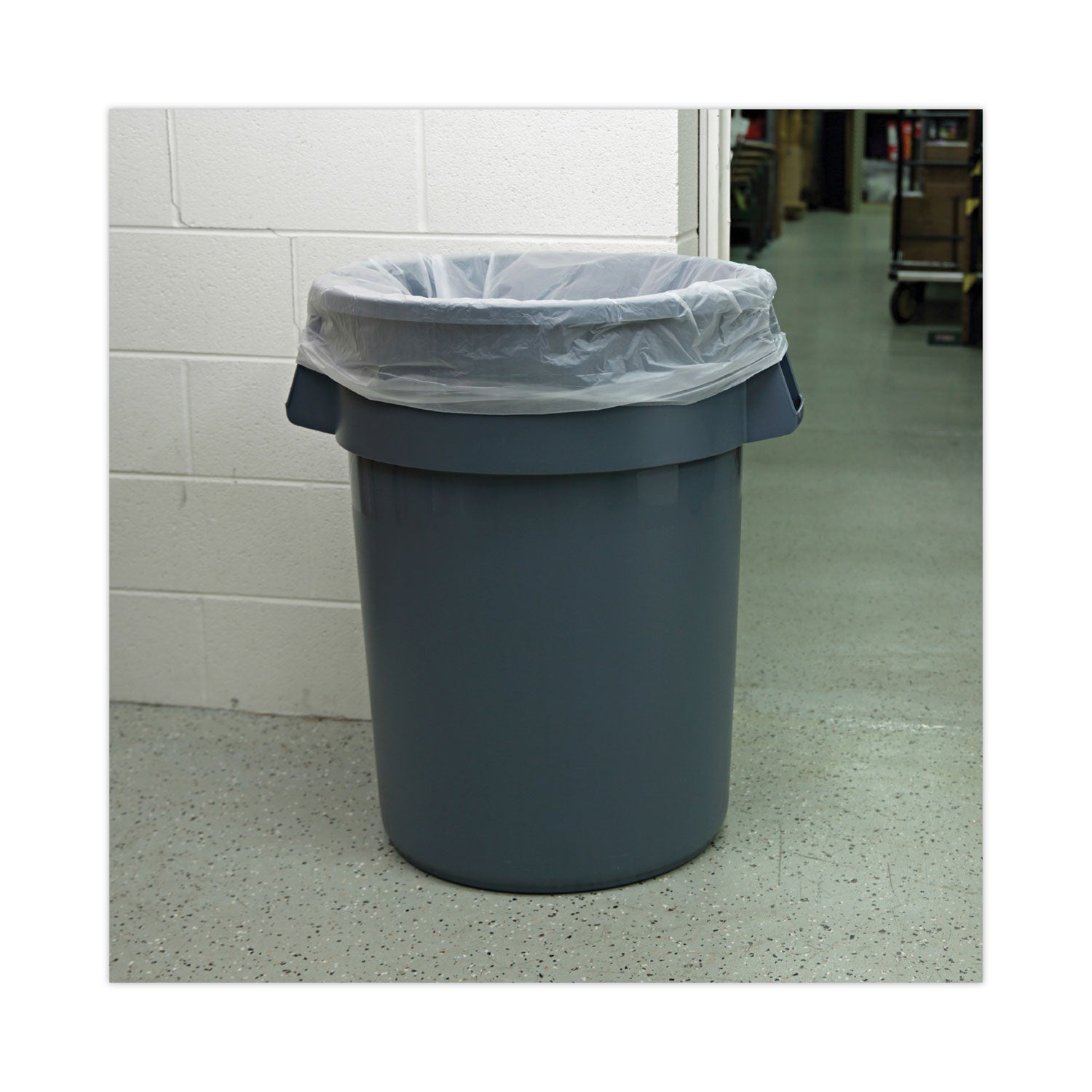 High-Density Can Liners, 60 gal, 14 mic, 38" x 58", Natural, Perforated Roll, 25 Bags/Roll, 8 Rolls/Carton